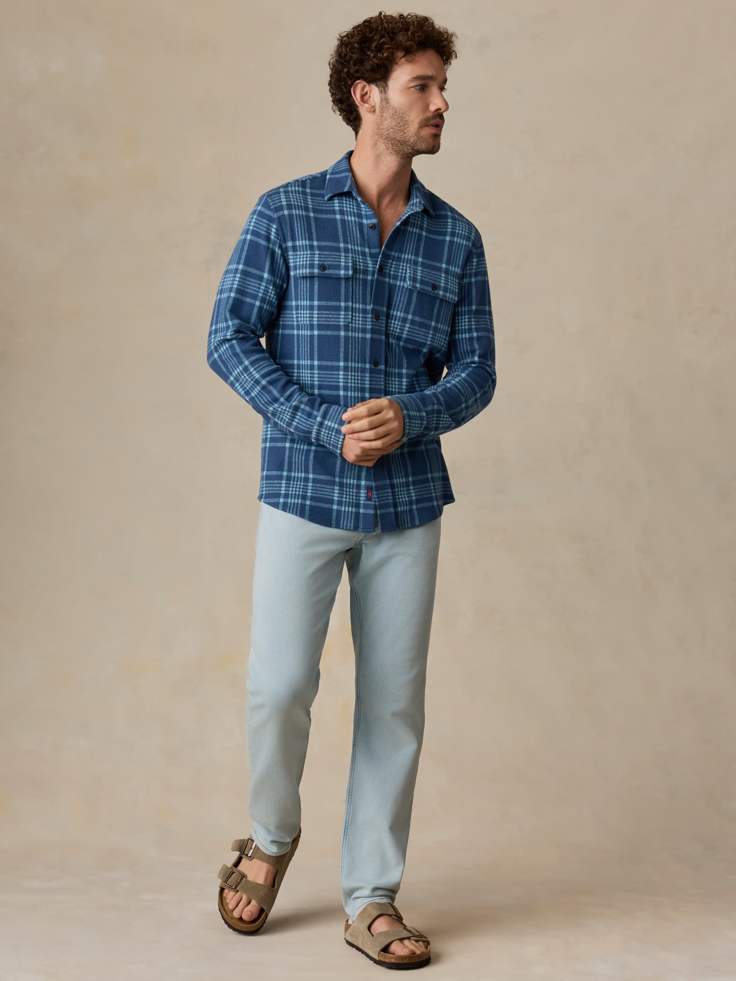 Legend™ Sweater Shirt - Midnight Teal Plaid | Faherty Brand