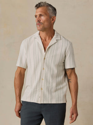 Short-Sleeve Oasis Camp Shirt - Sage Beach Stripe