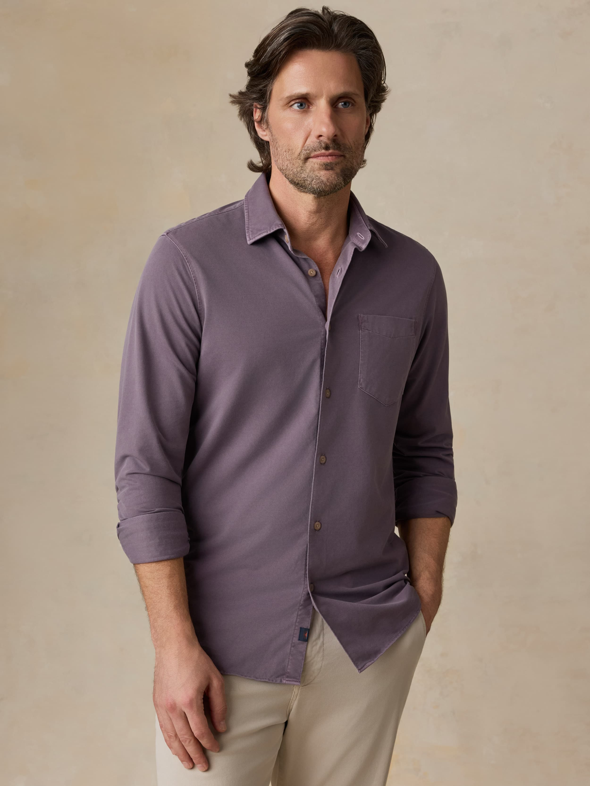 Costa Pique Shirt - Lilac Twilight | Faherty Brand