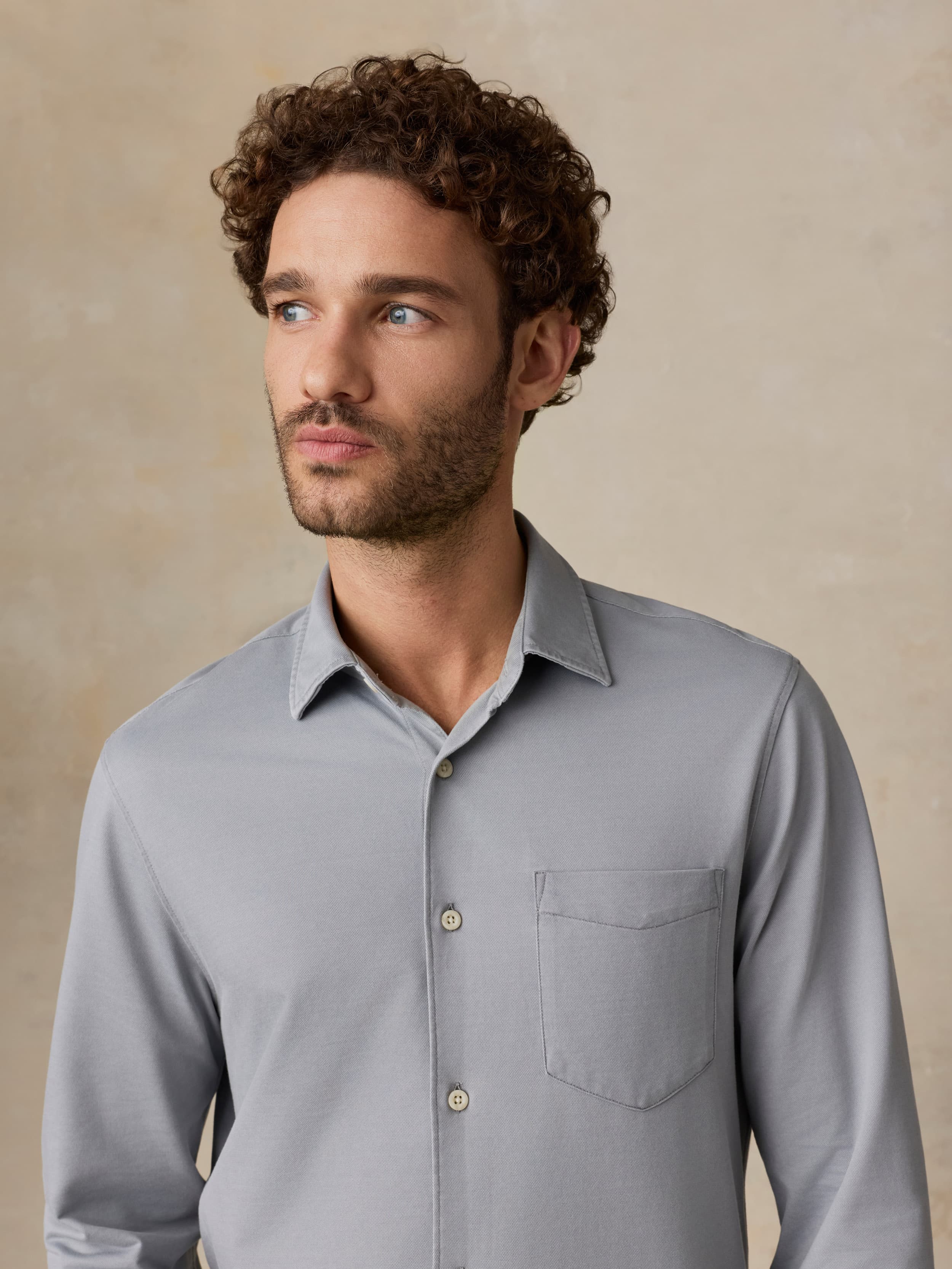 Costa Pique Shirt - Wind Grey | Faherty Brand