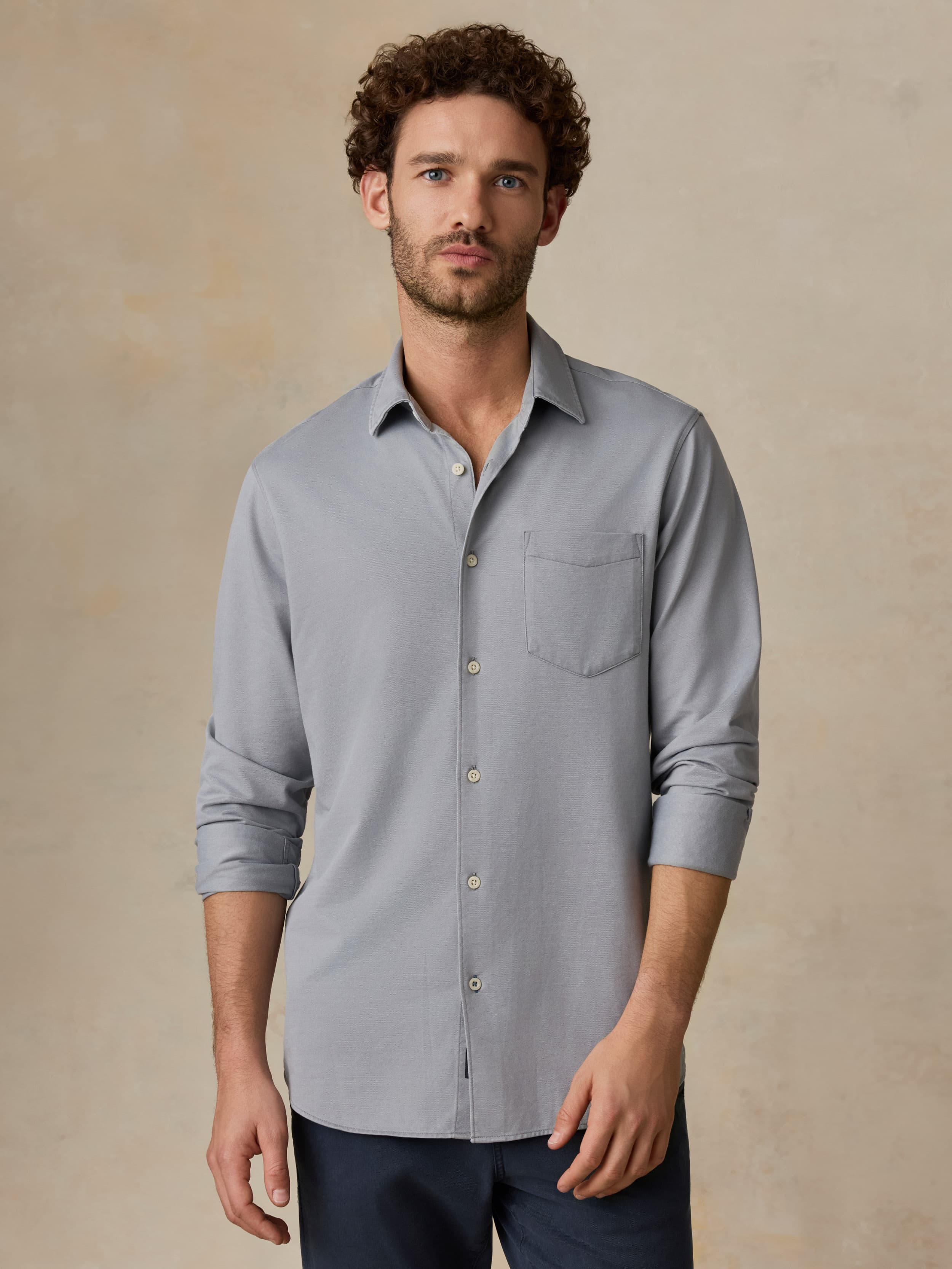 Costa Pique Shirt - Wind Grey | Faherty Brand