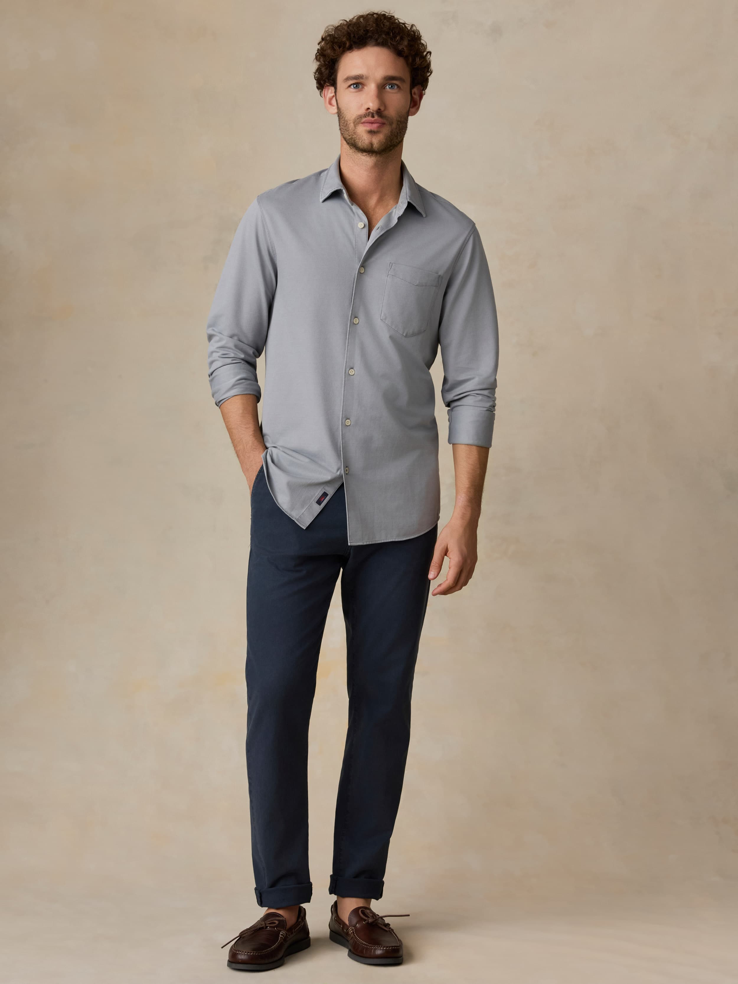 Costa Pique Shirt - Wind Grey | Faherty Brand