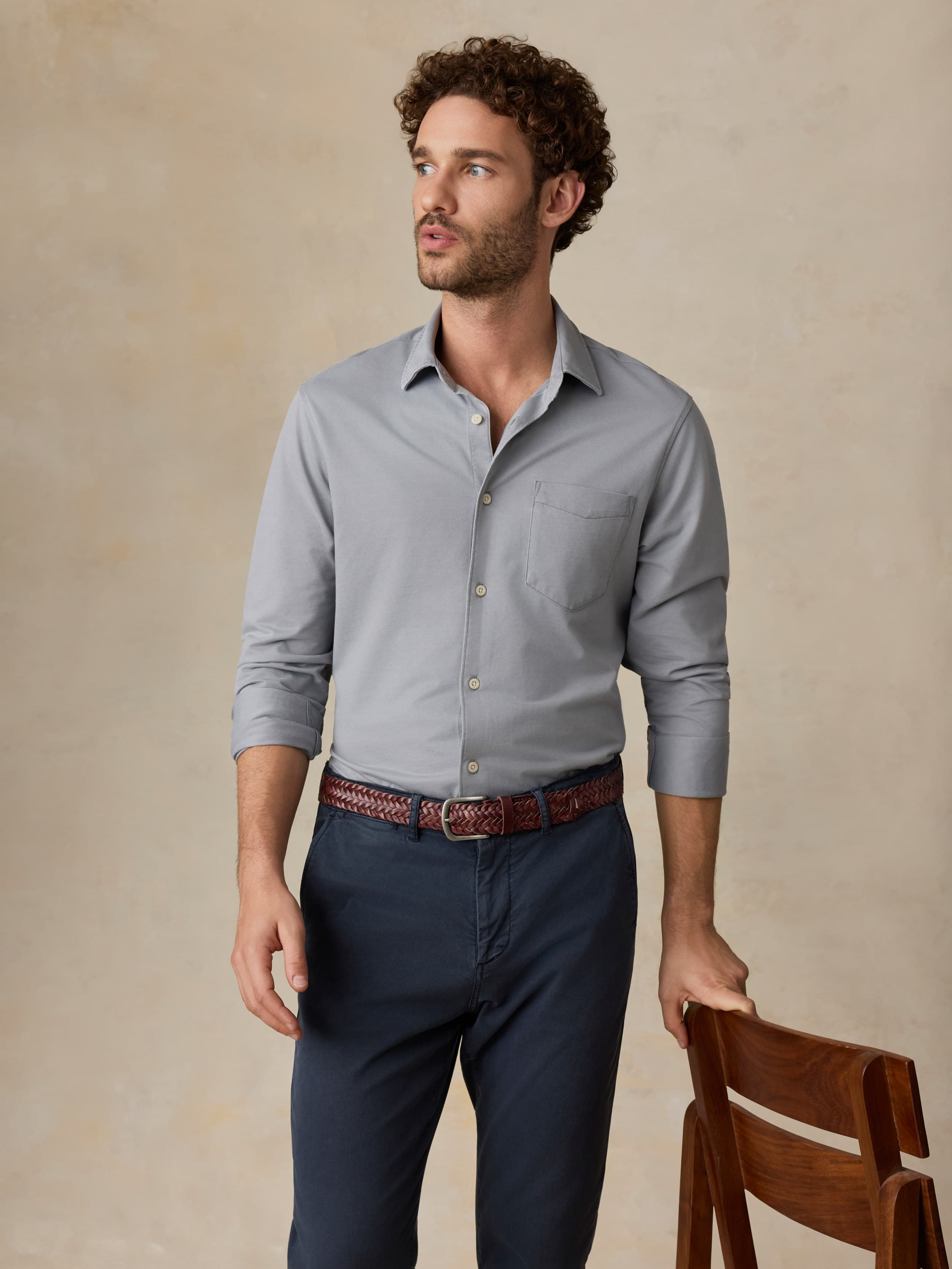 Costa Pique Shirt - Wind Grey | Faherty Brand