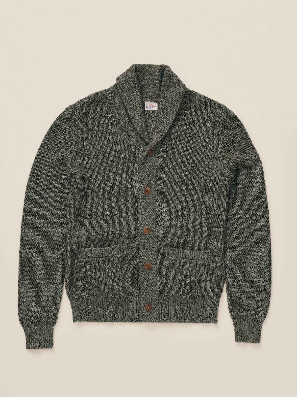 An olive green marled cardigan, image 1 of 2