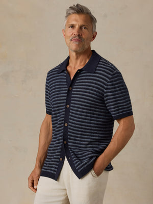 Short-Sleeve Sweater Shirt - Northern Depths Stripe