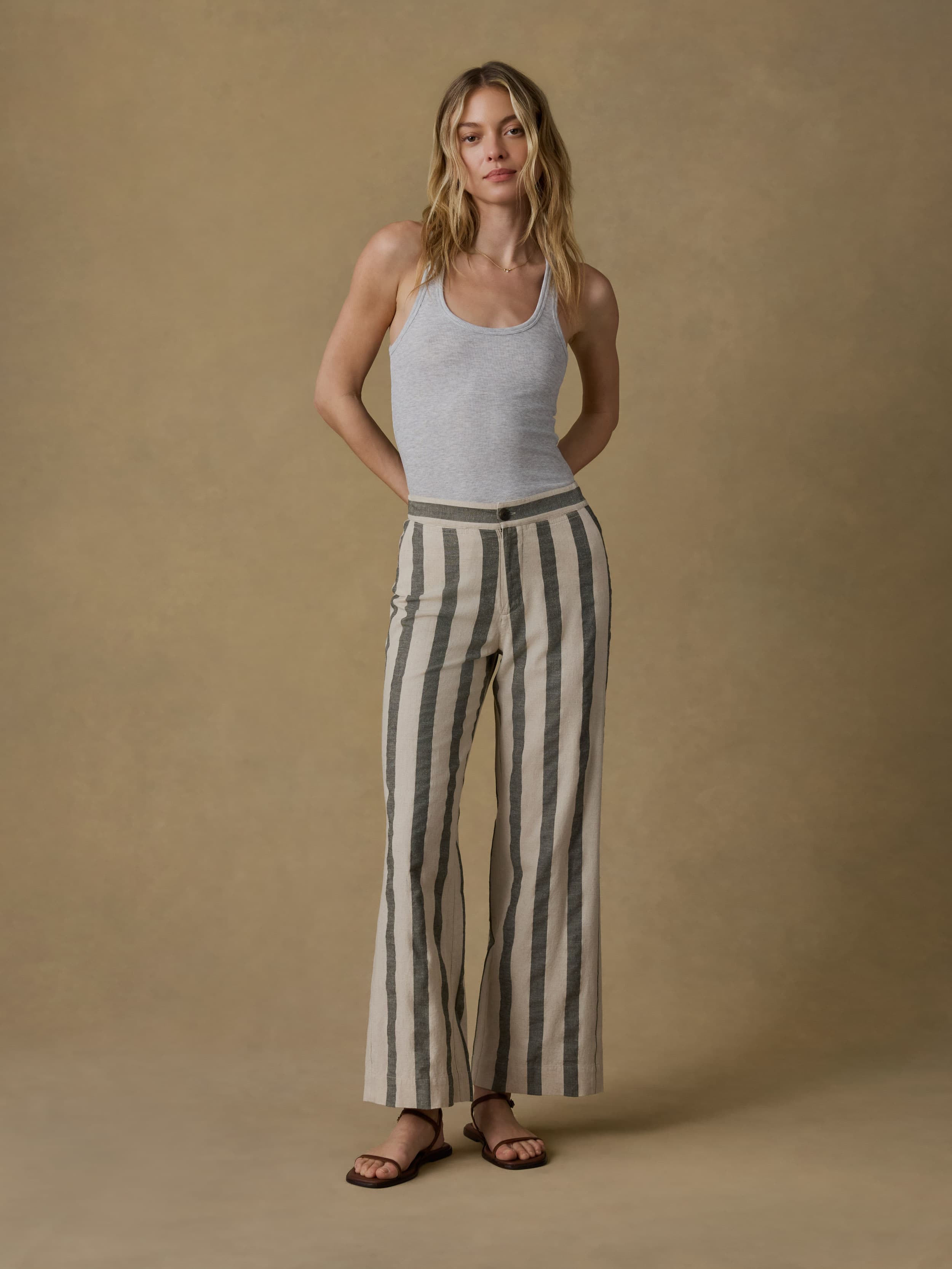Sun Strider Cotton Linen Pant - Pine Bay Stripe | Faherty Brand