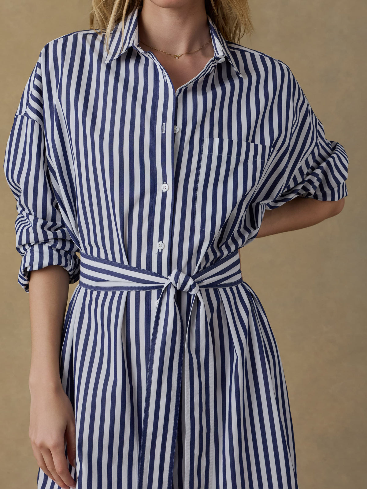  | Coastal Poplin Rio Shirtdress - Seaside Stripe | Faherty Brand, image 8 of 8