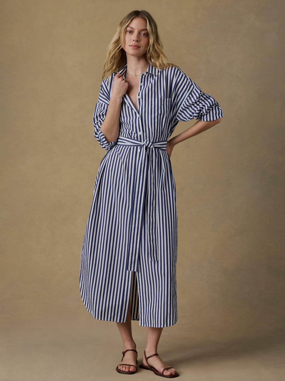  | Coastal Poplin Rio Shirtdress - Seaside Stripe | Faherty Brand, image 4 of 8