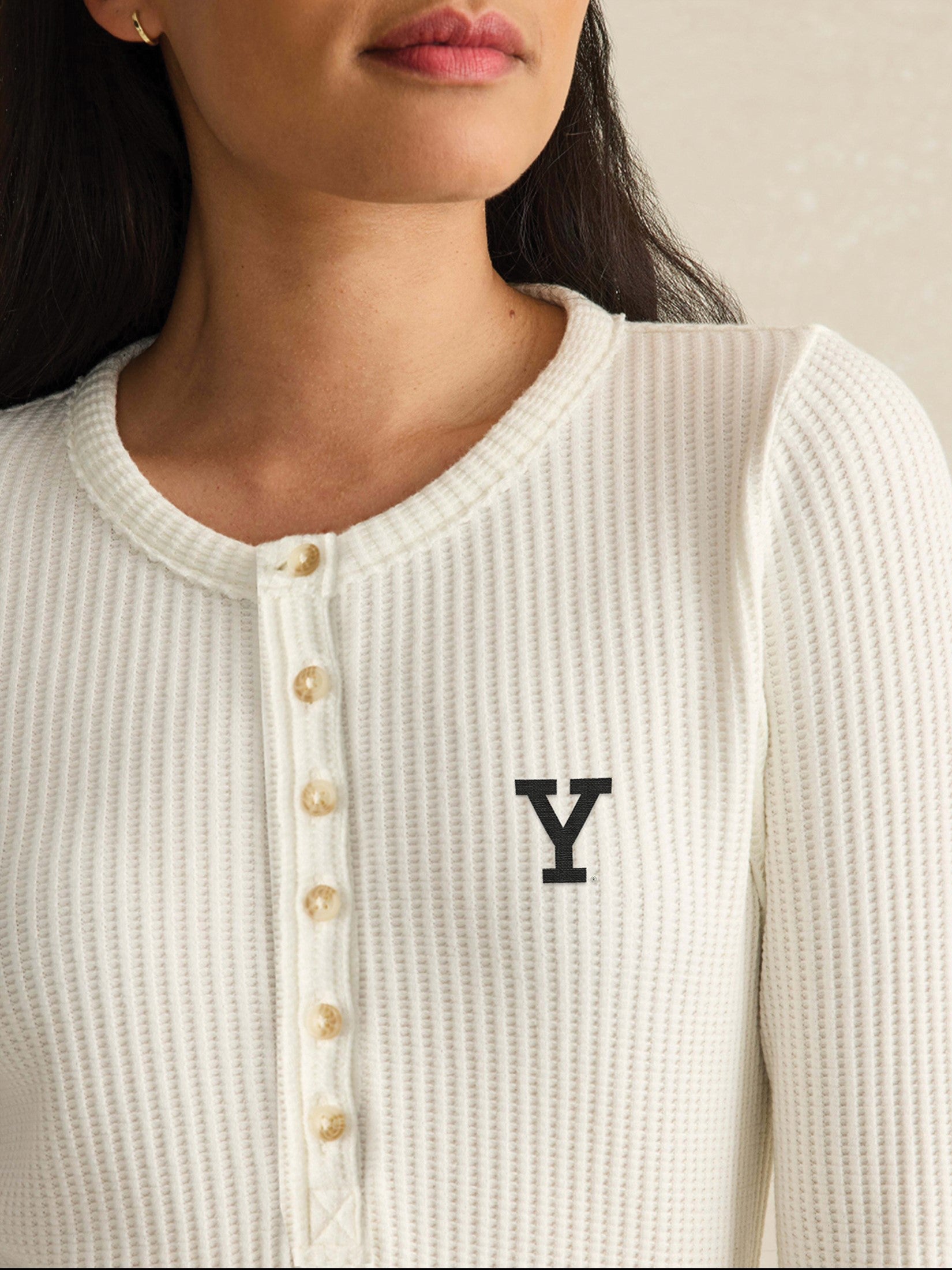 Yale Legend Apres Waffle Henley - Egret | Faherty Brand