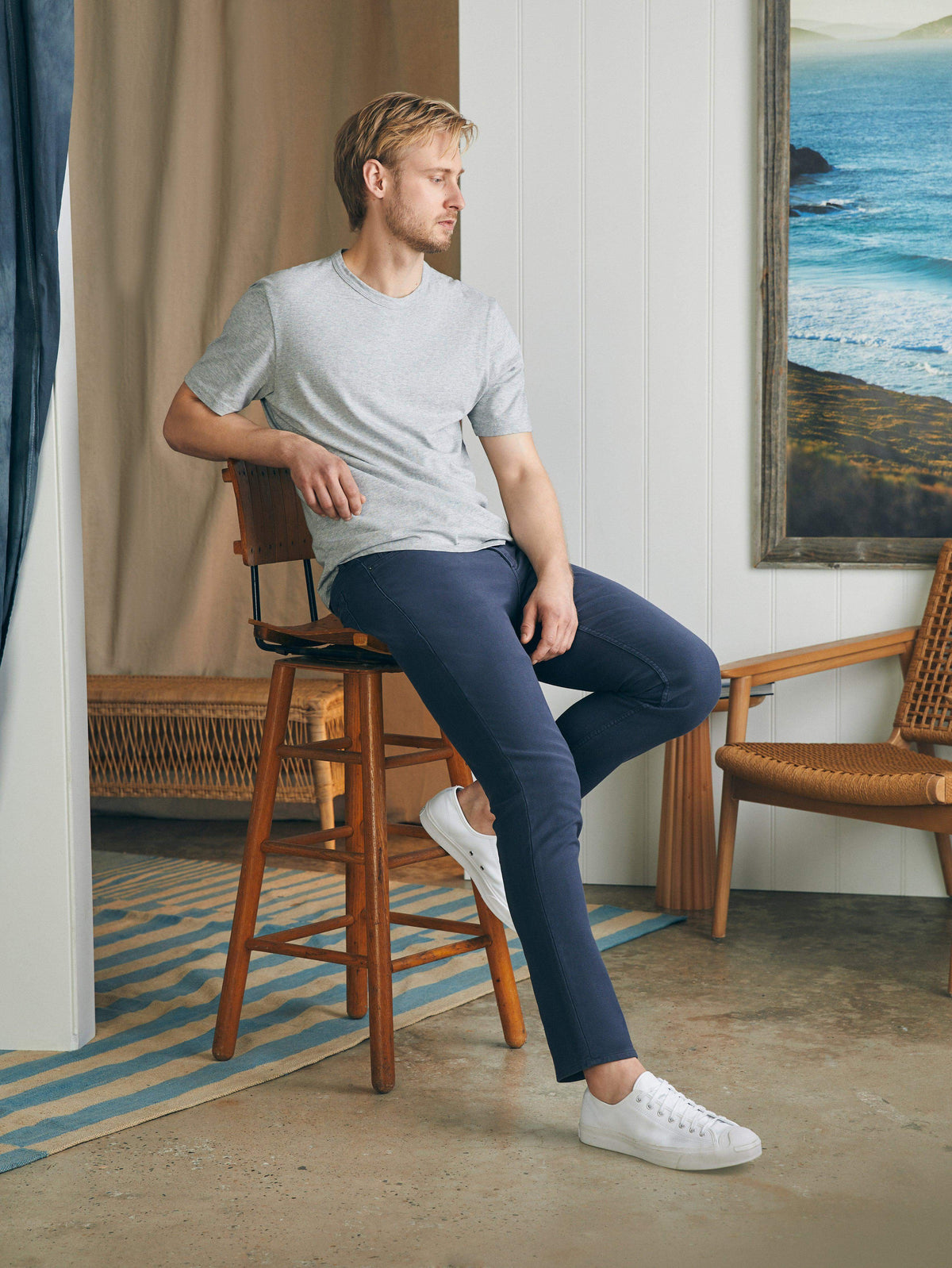 Stretch Terry 5-Pocket Pant - Navy, image 5 of 5