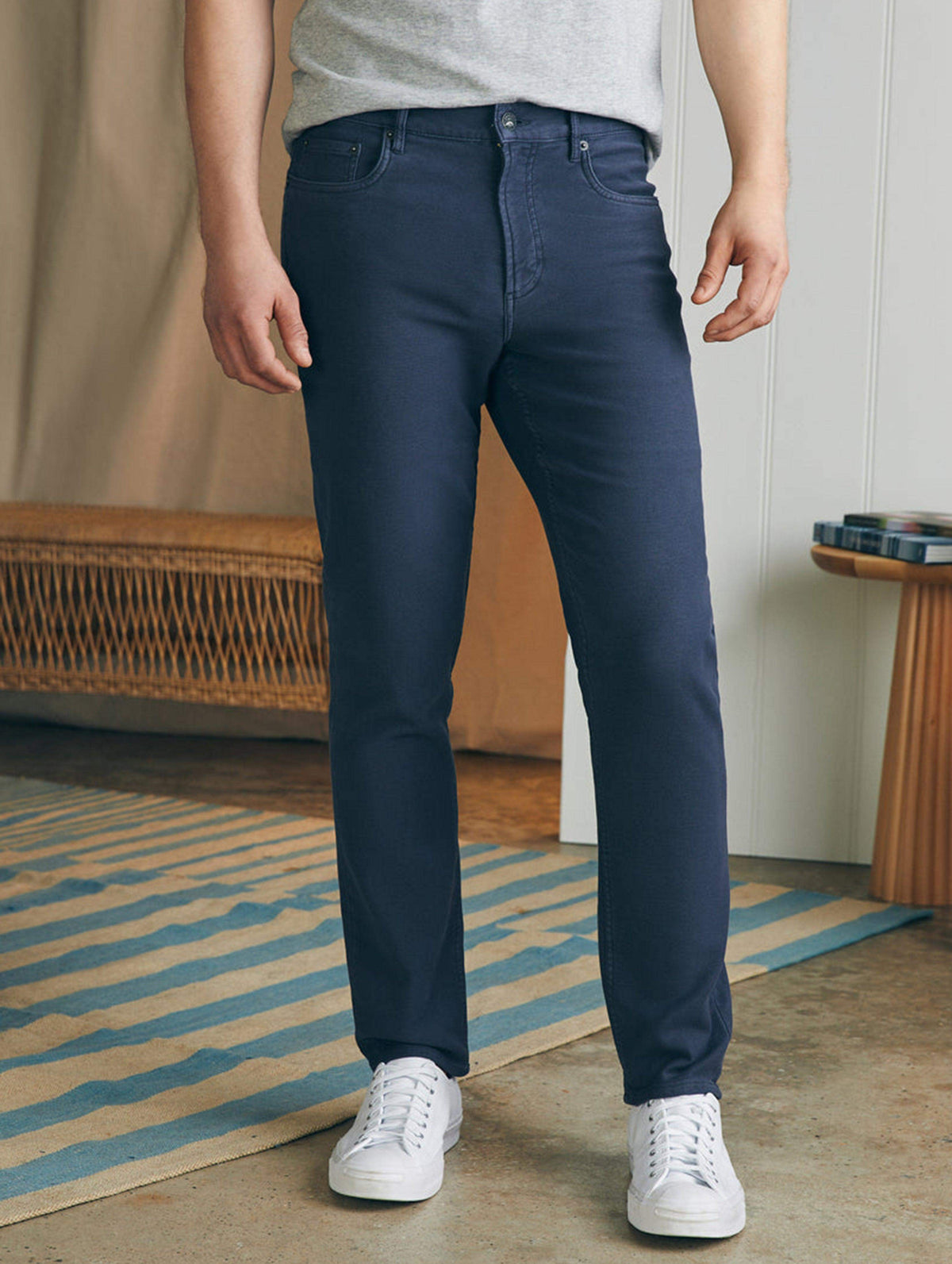 Stretch Terry 5-Pocket Pant - Navy, image 1 of 5