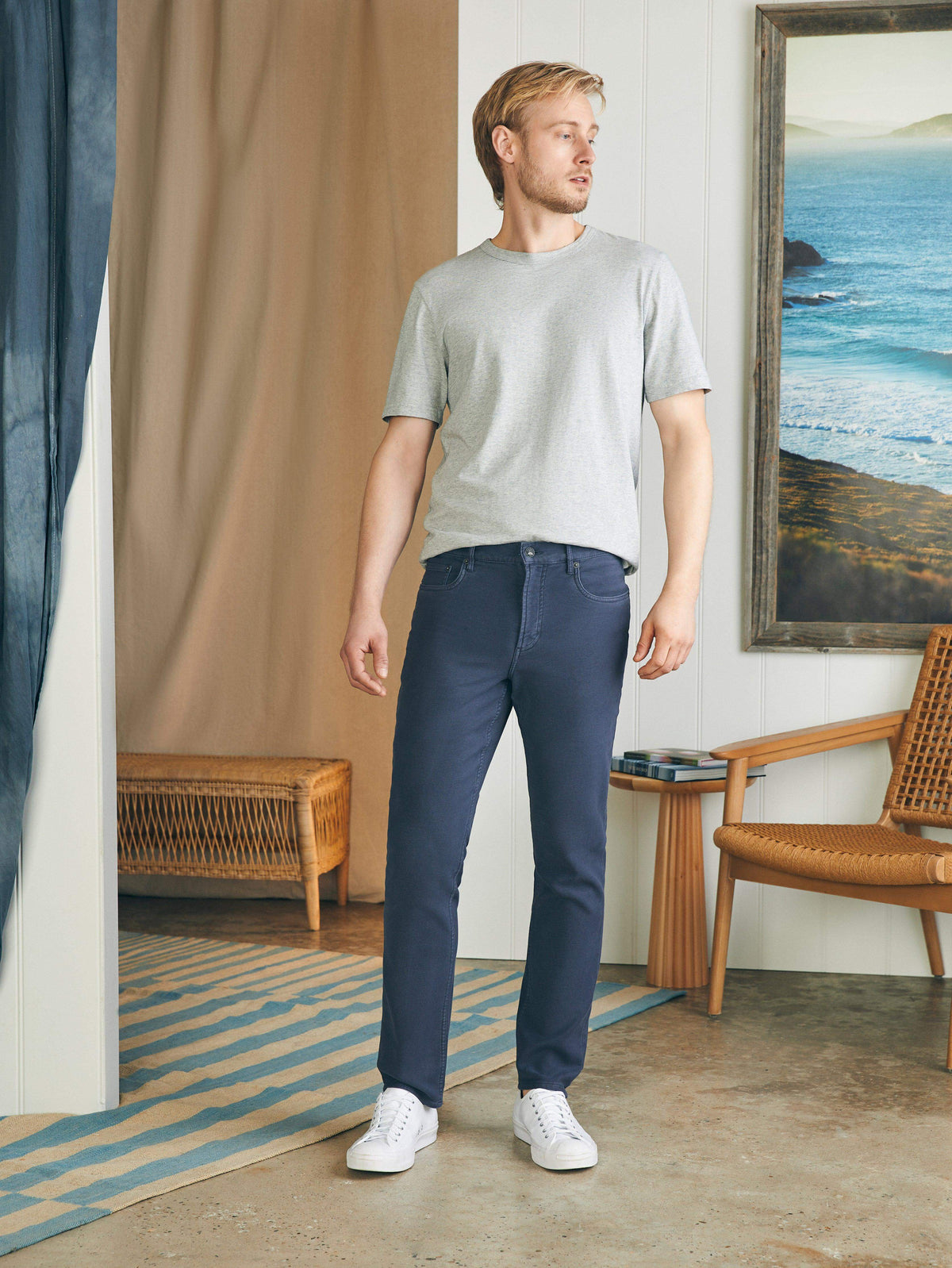 Stretch Terry 5-Pocket Pant - Navy, image 2 of 5