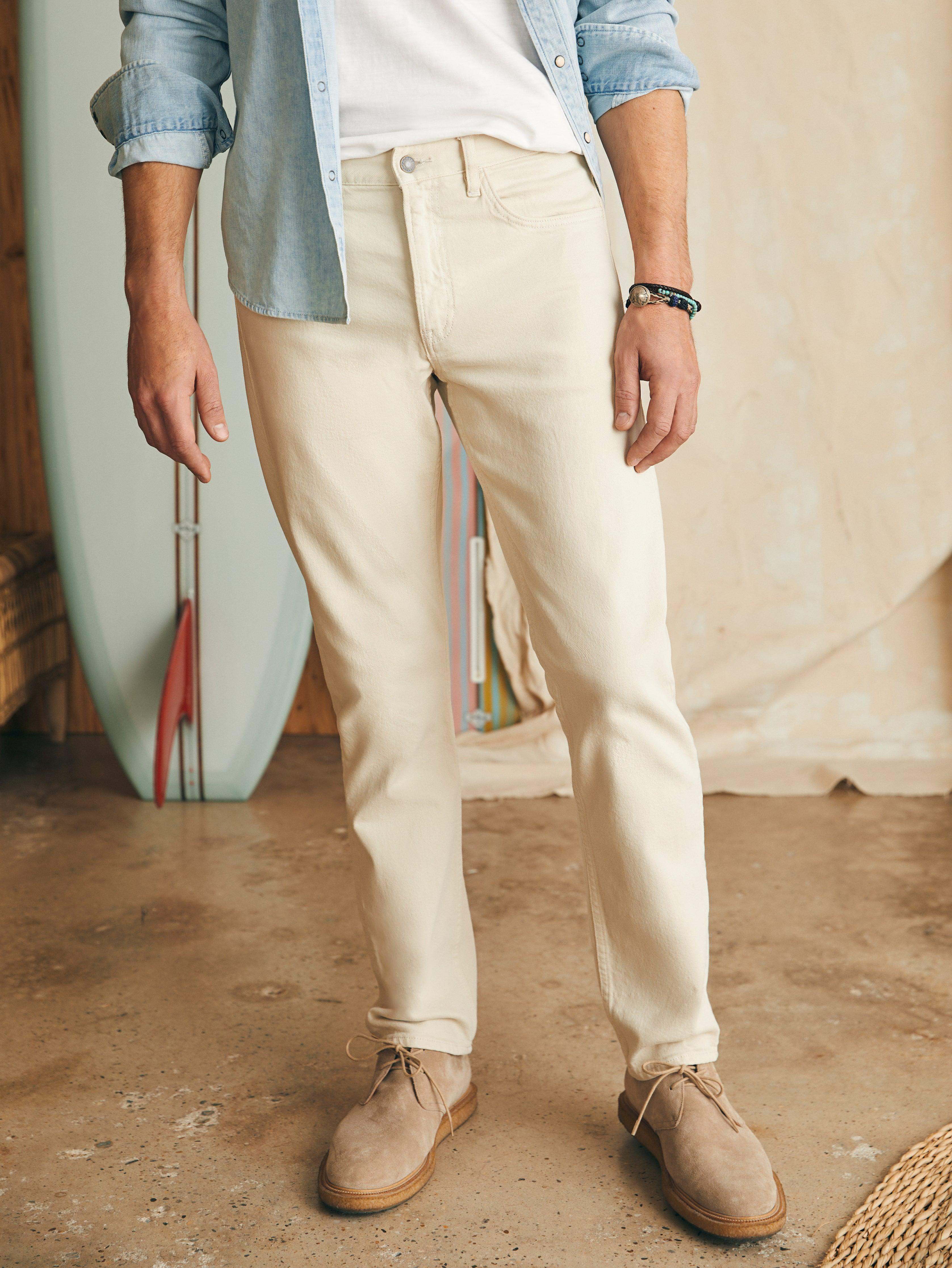 Slim Straight Denim (34") - Stone | Faherty Brand