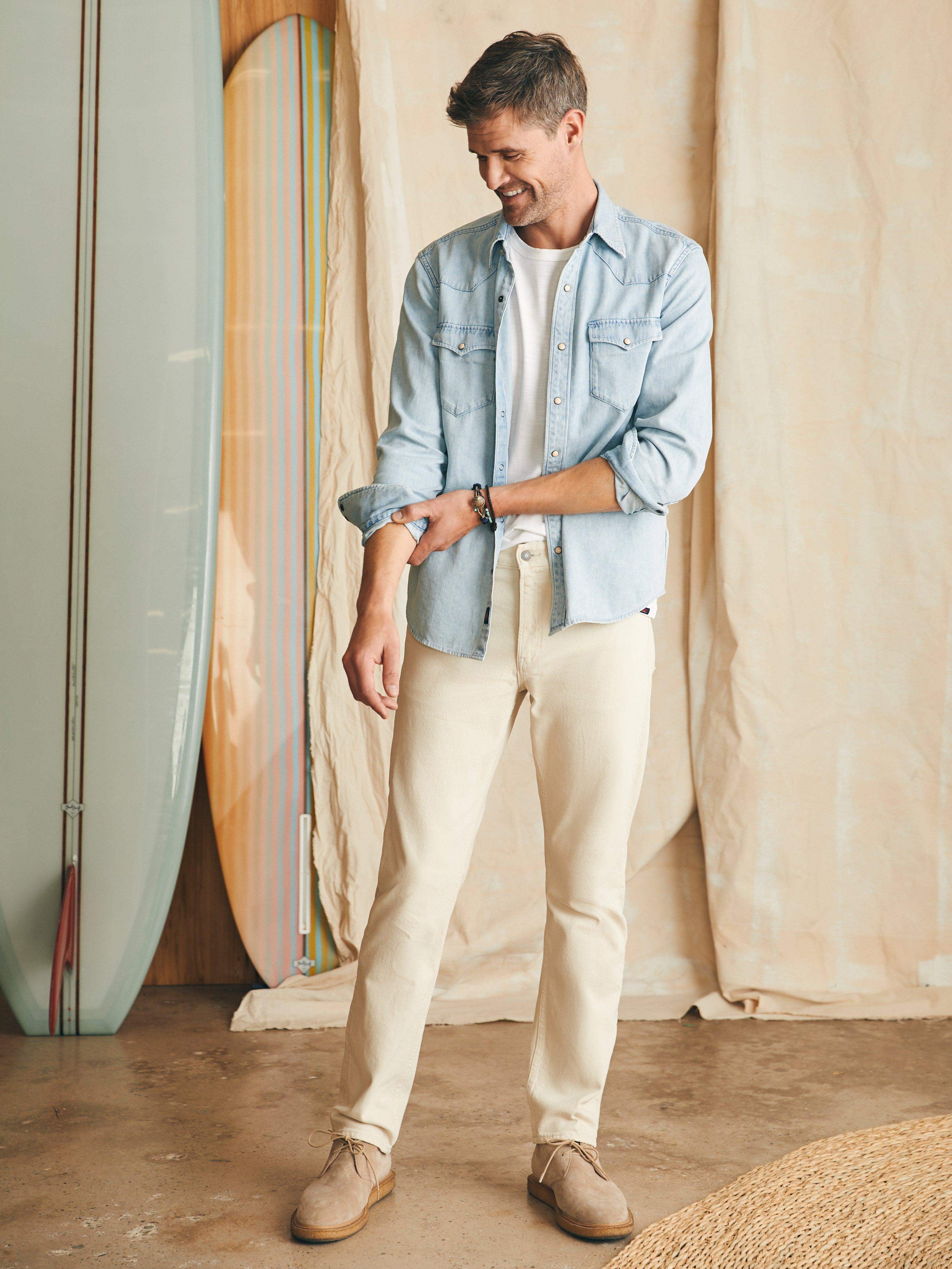 Slim Straight Denim (34") - Stone | Faherty Brand