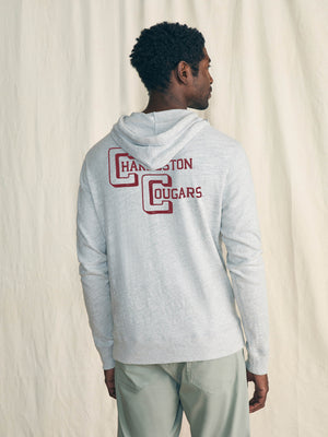 College of Charleston Sunwashed Slub Hoodie - Light Heather Grey