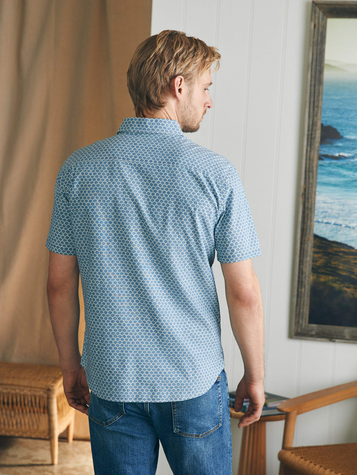 Short-Sleeve Stretch Playa Shirt - Fish Scale Redux, image 5 of 5