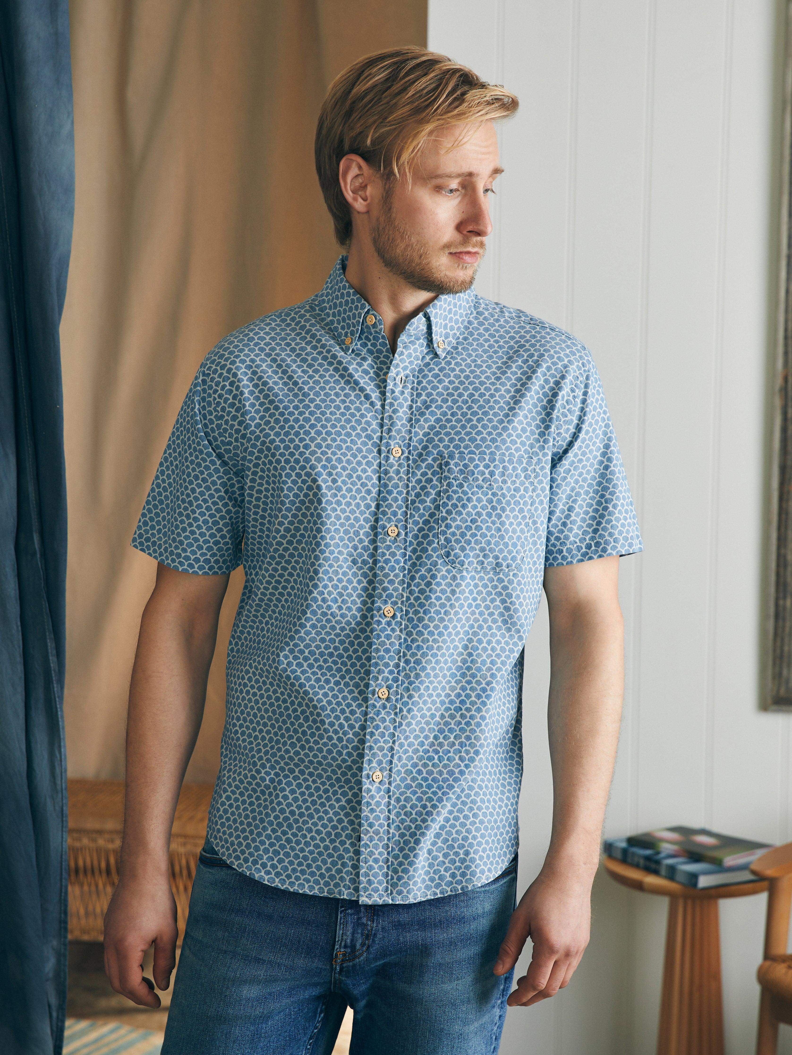 Short-Sleeve Stretch Playa Shirt - Fish Scale Redux