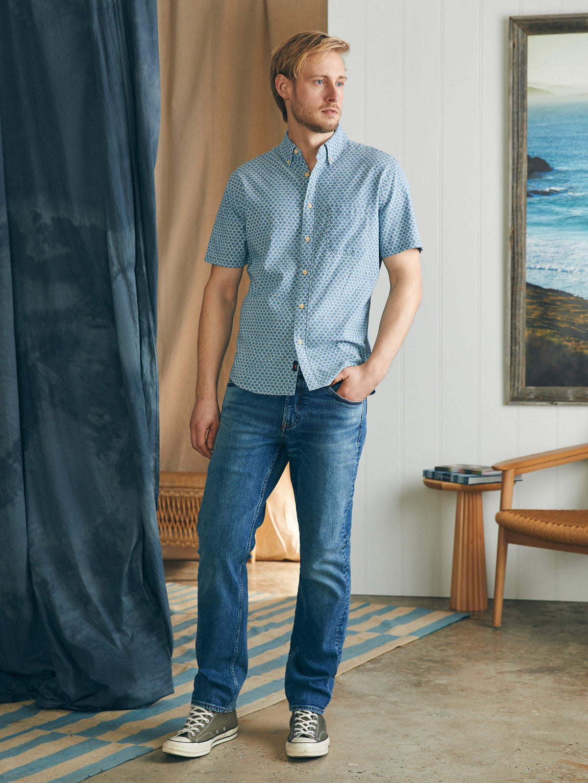 Short-Sleeve Stretch Playa Shirt - Fish Scale Redux, image 4 of 5