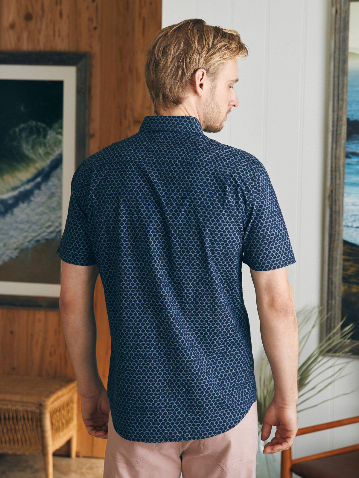 Short-Sleeve Stretch Playa Shirt (Tall) - Midnight Fish Scale, image 5 of 5