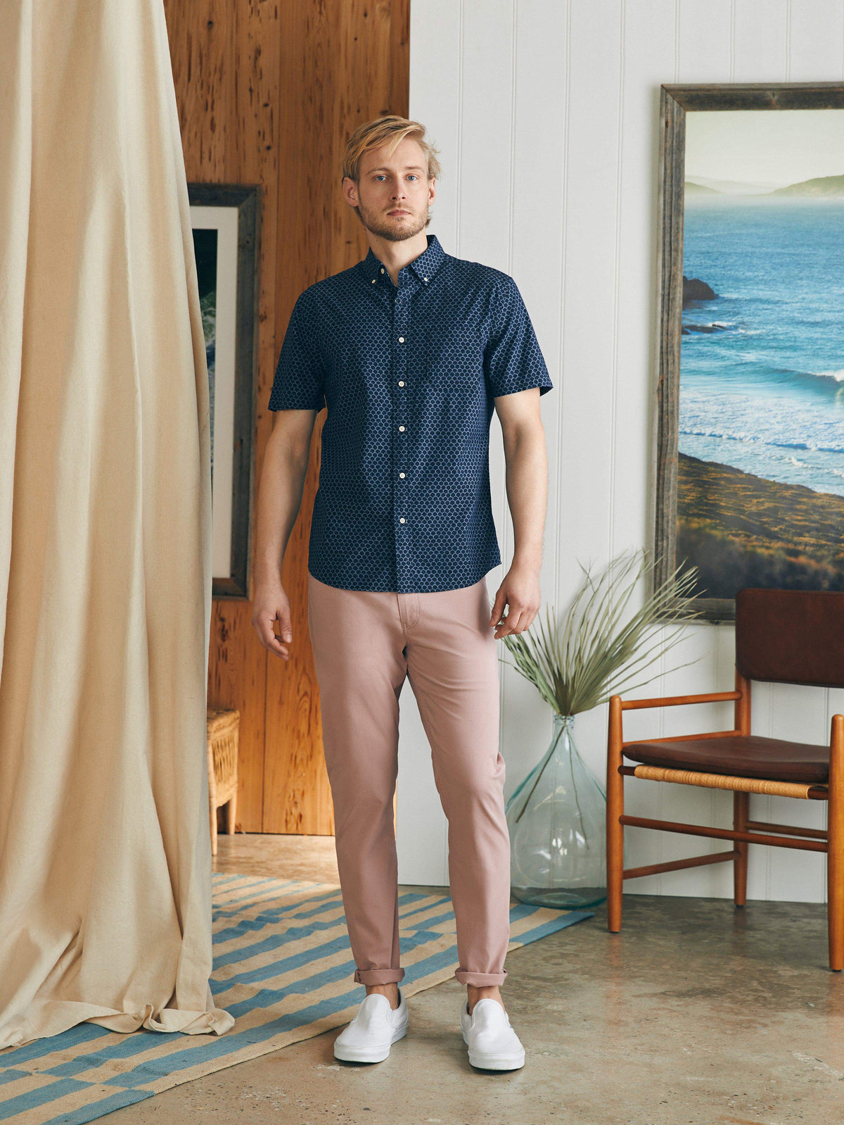 Short-Sleeve Stretch Playa Shirt (Tall) - Midnight Fish Scale, image 4 of 5