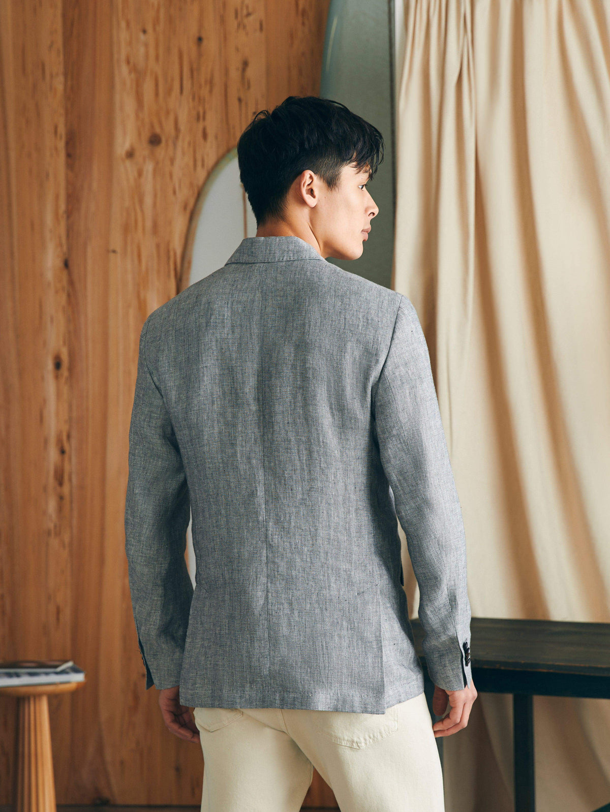 Reserve Linen Herringbone Blazer - Light Graphite Herringbone, image 4 of 6