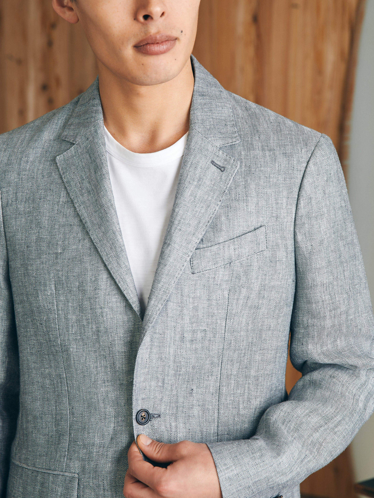Reserve Linen Herringbone Blazer - Light Graphite Herringbone, image 3 of 6