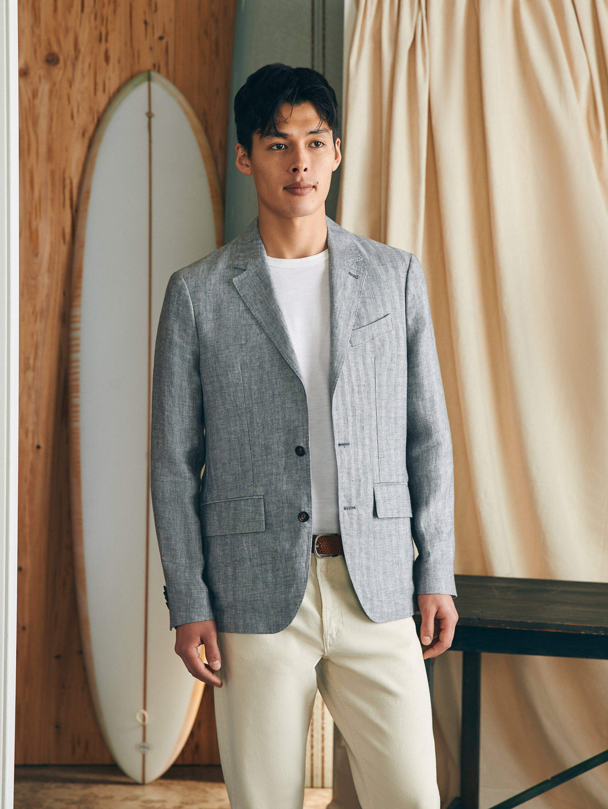 Reserve Linen Herringbone Blazer - Light Graphite Herringbone, image 5 of 6