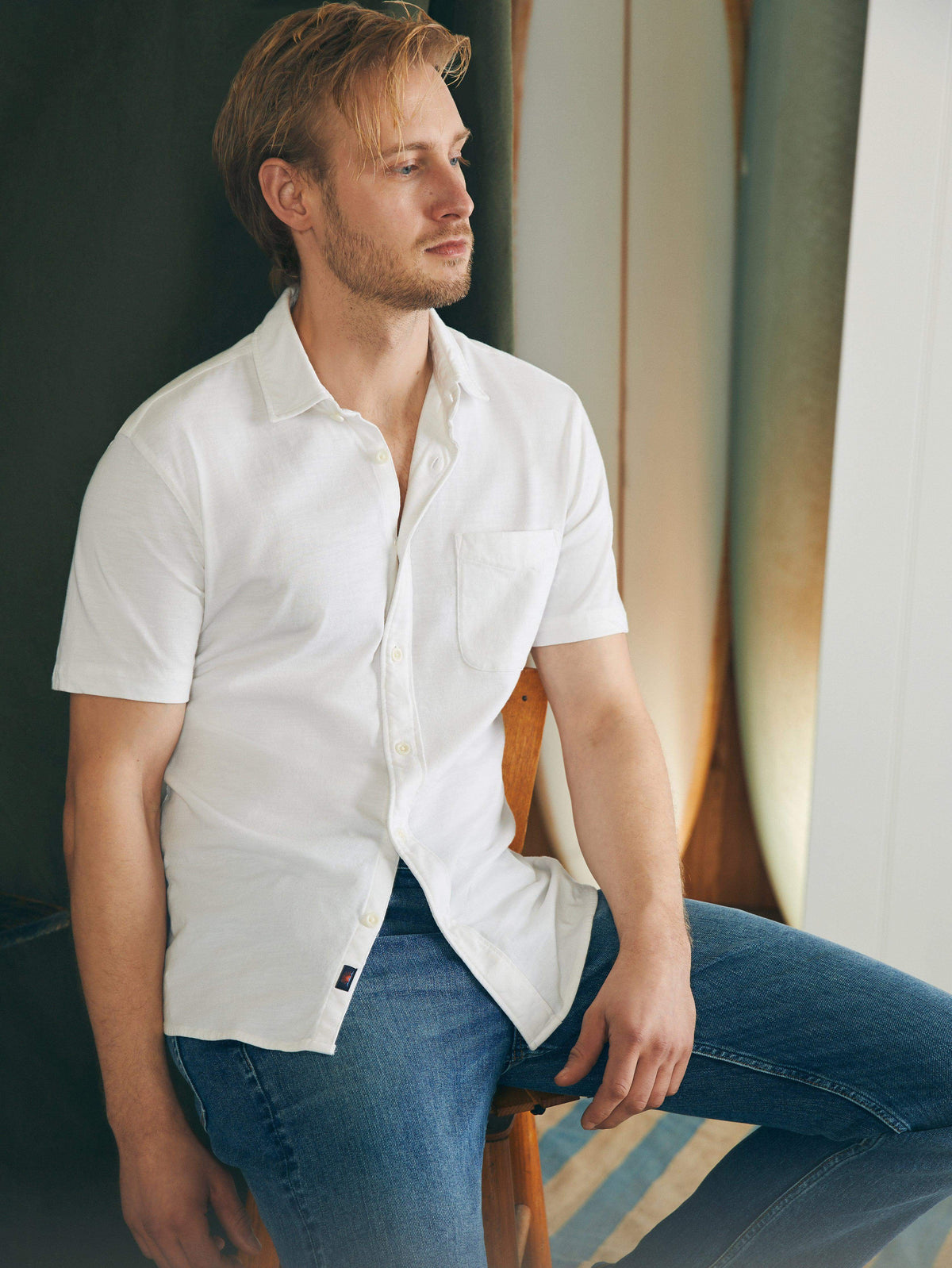 Short-Sleeve Knit Seasons (Tall) - White, image 1 of 5