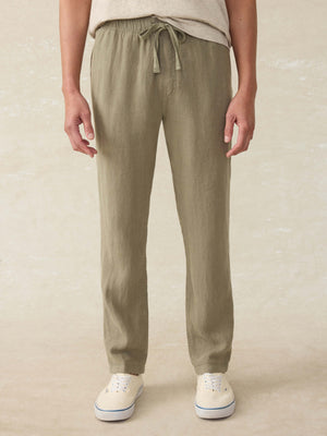 Linen Drawstring Pant - Canyon Olive