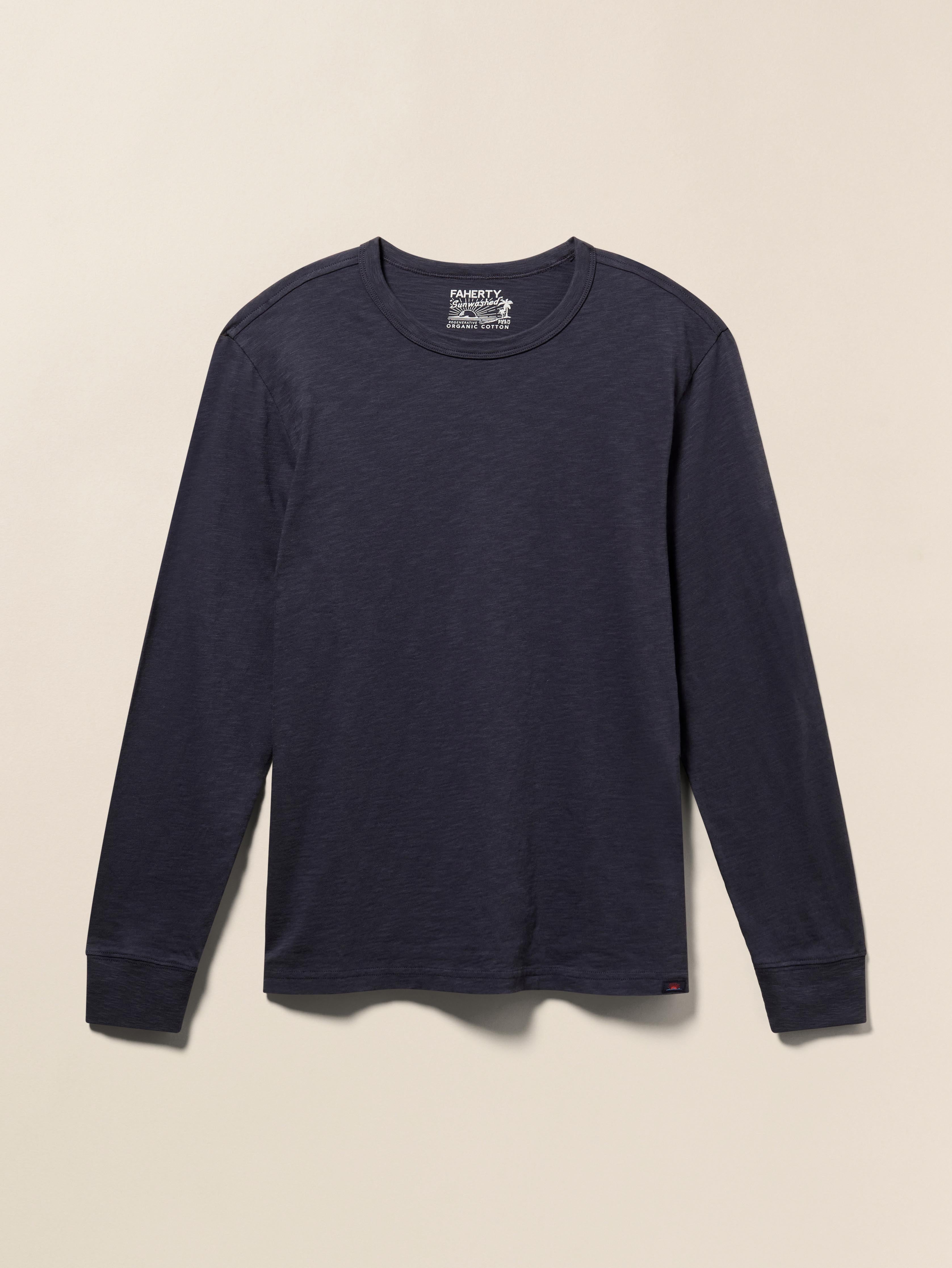 Long-Sleeve Sunwashed Tee - Dune Navy | Faherty Brand