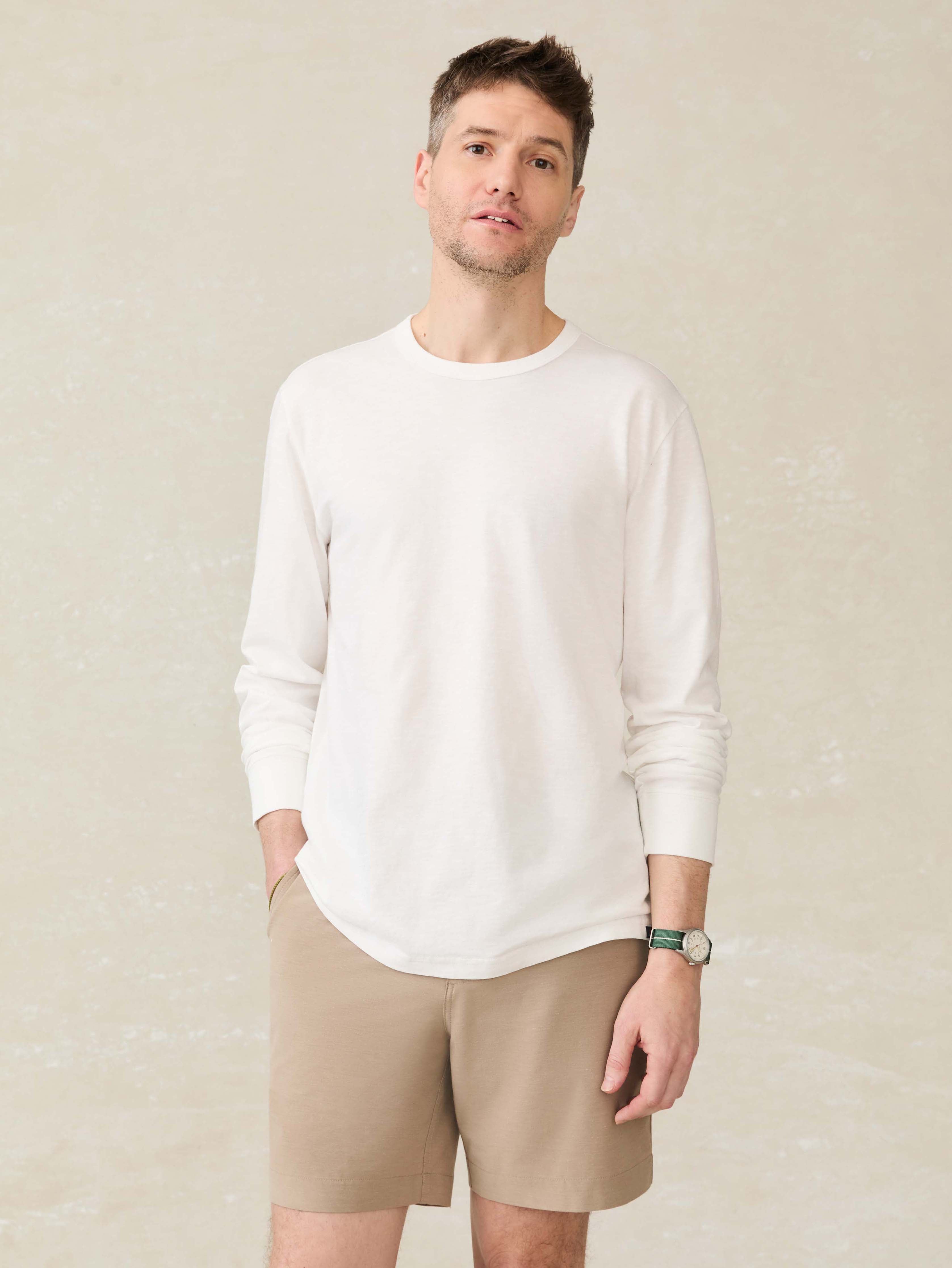 Long-Sleeve Sunwashed Tee - White | Faherty Brand