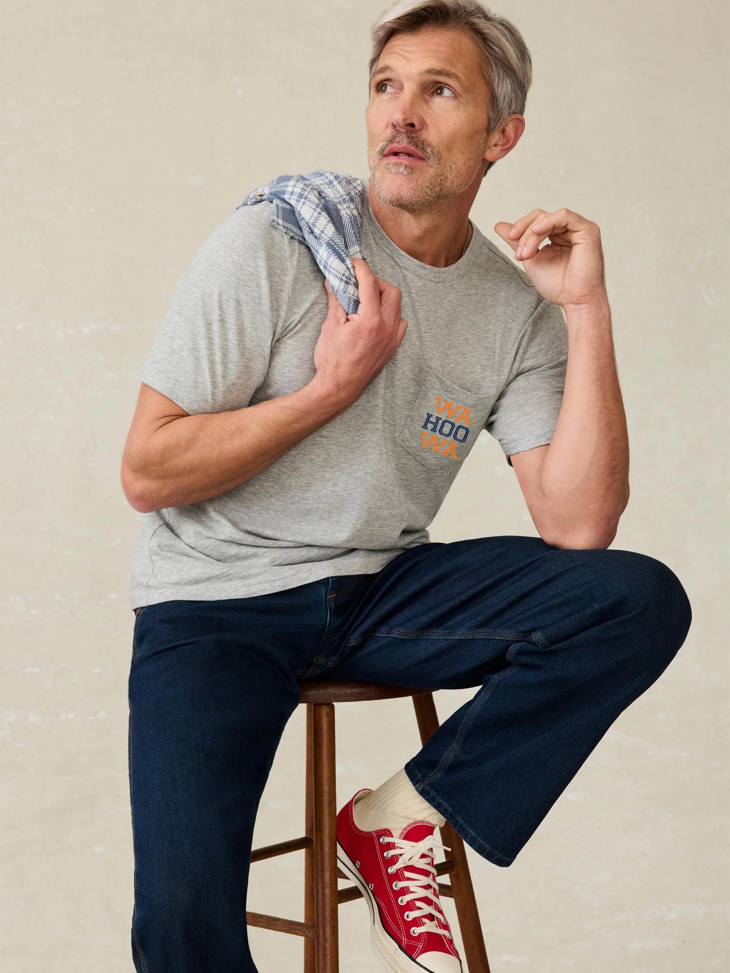 University of Virginia Sunwashed Pocket Tee - Granite Heather | Faherty Brand