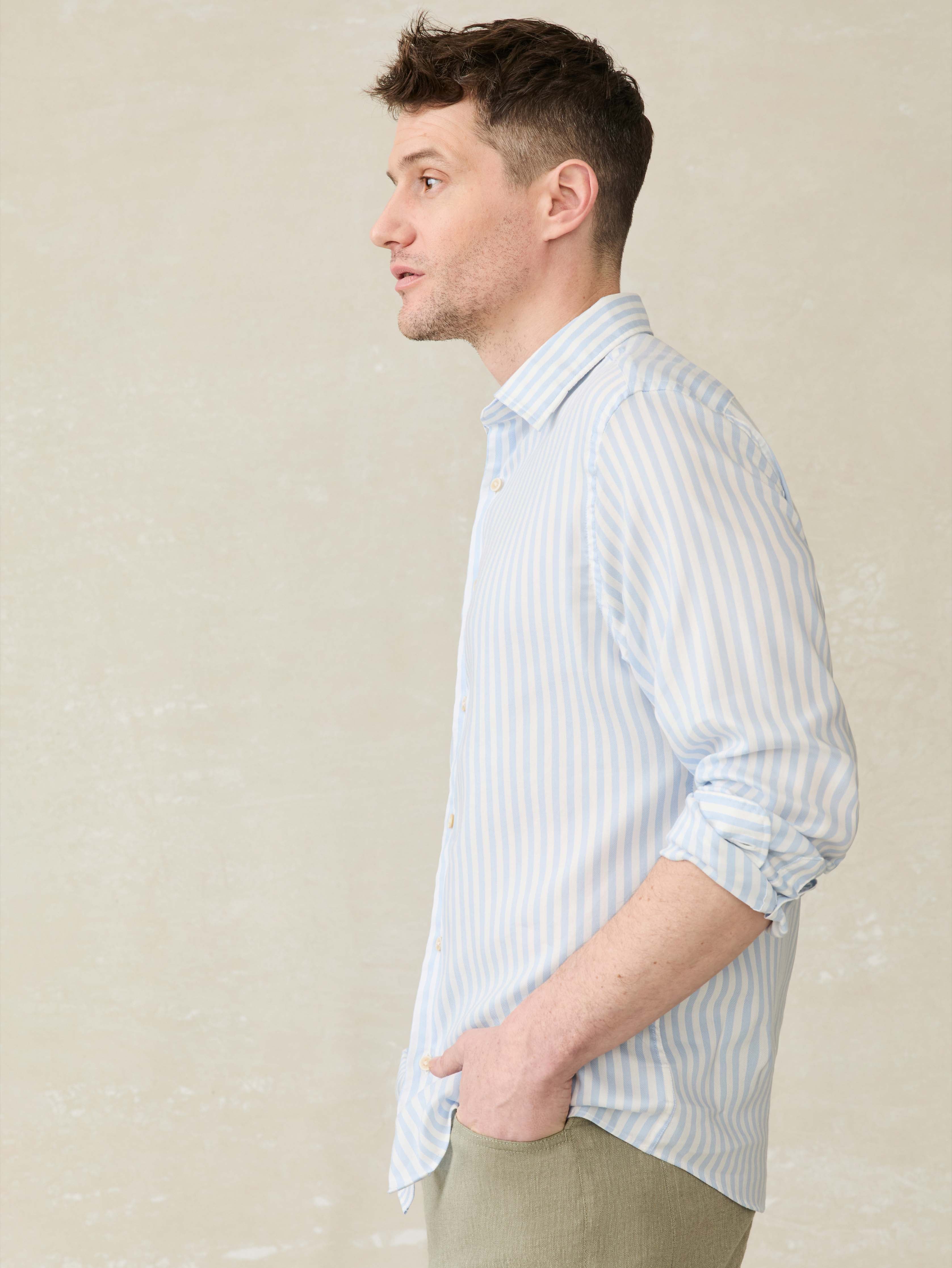 Movement™ Monterey Shirt - Blue Cape Stripe | Faherty Brand