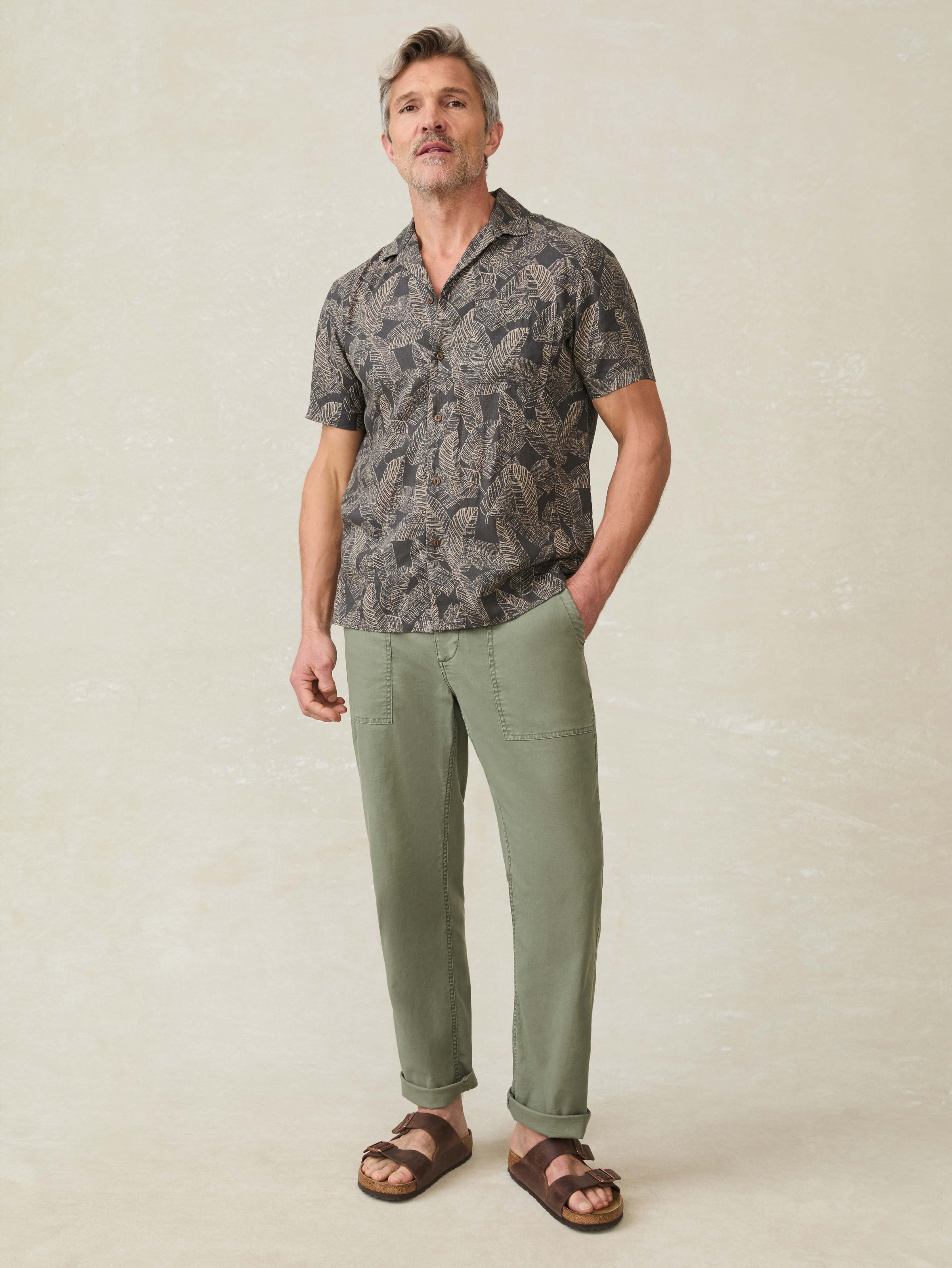 Short-Sleeve Breeze Camp Shirt - Graphite Rainforest | Faherty Brand
