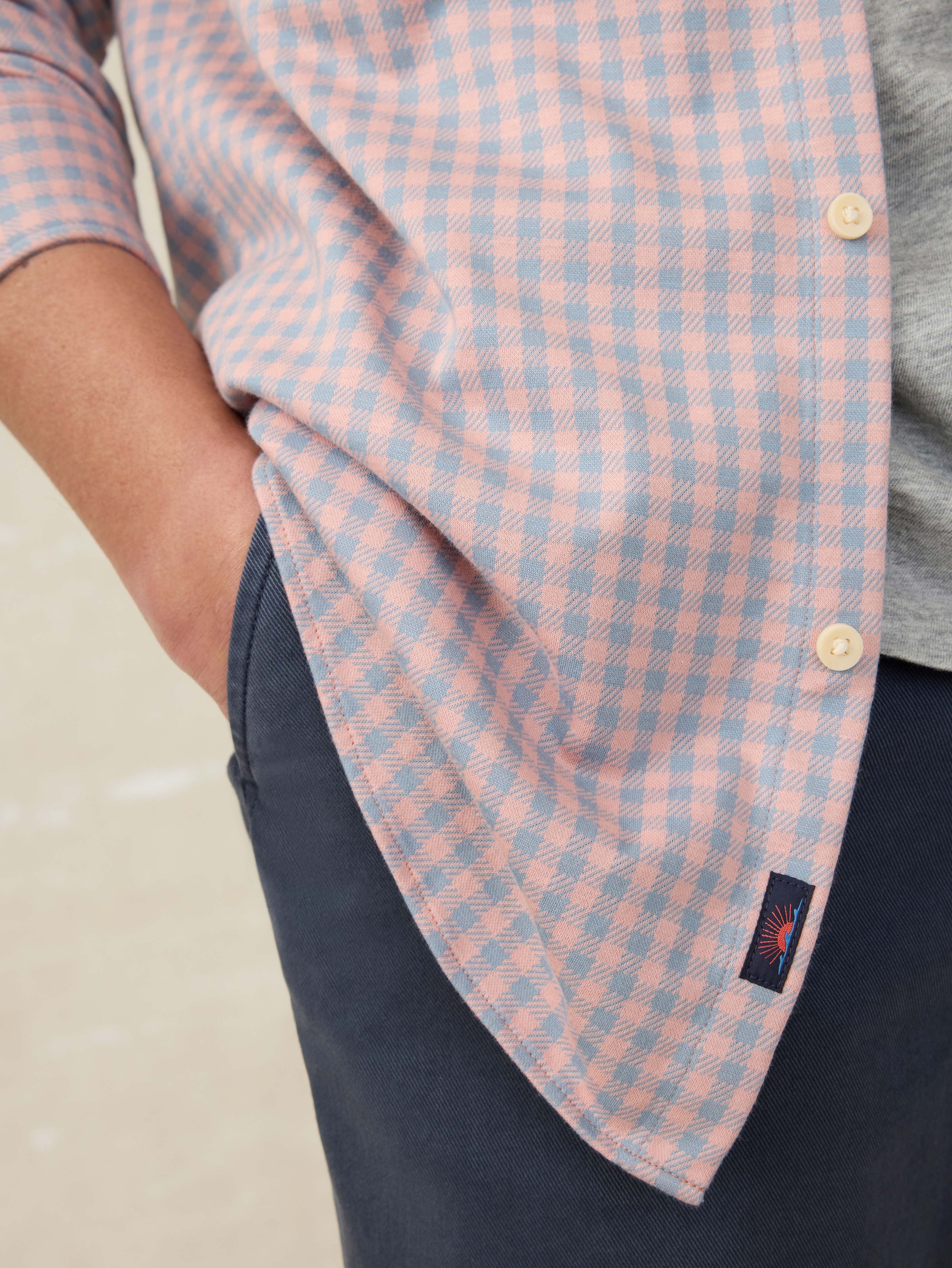 Coastline Knit Shirt - Blue Coral Gingham | Faherty Brand