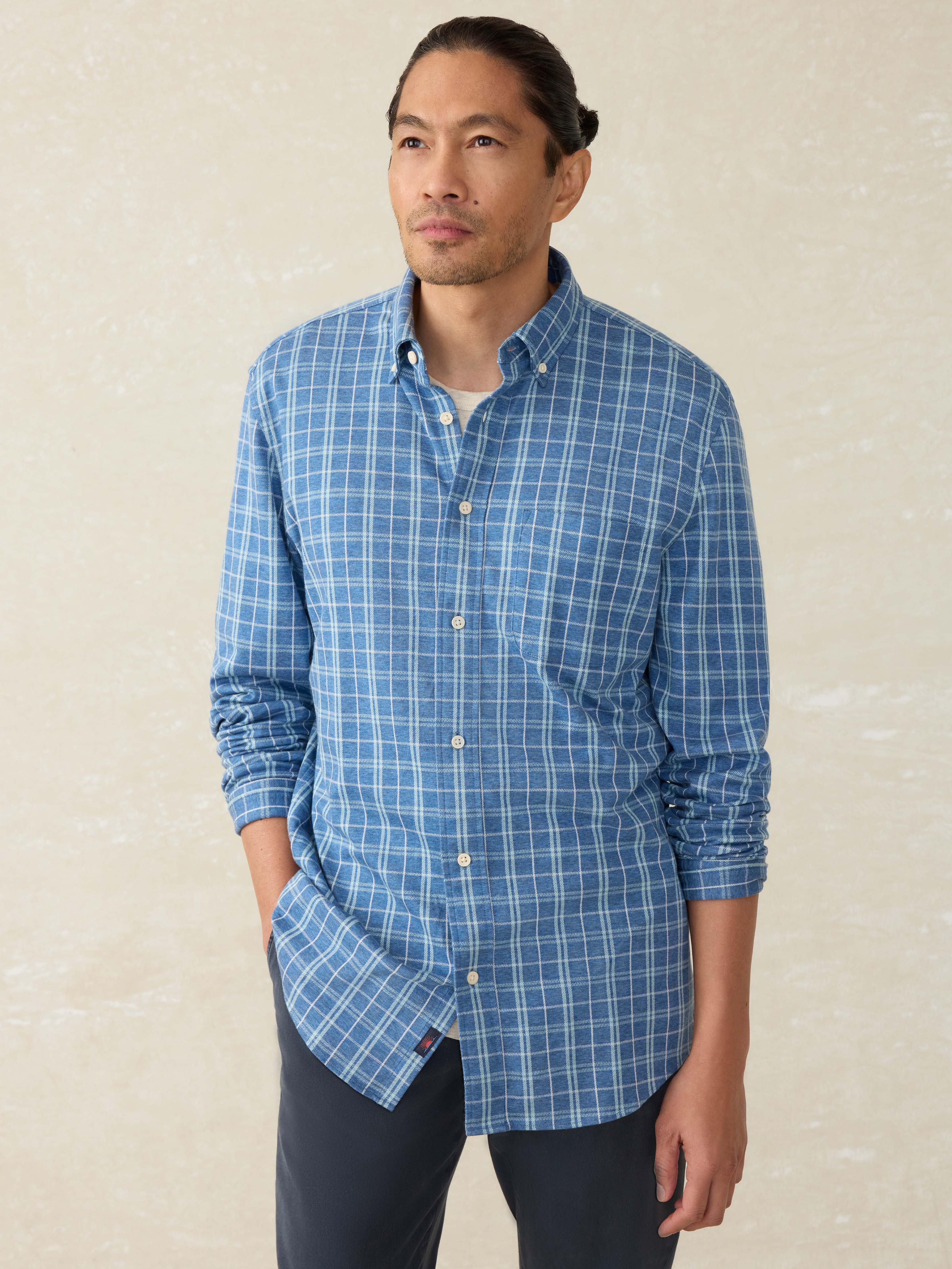 Coastline Knit Shirt - Ocean Sky Plaid | Faherty Brand