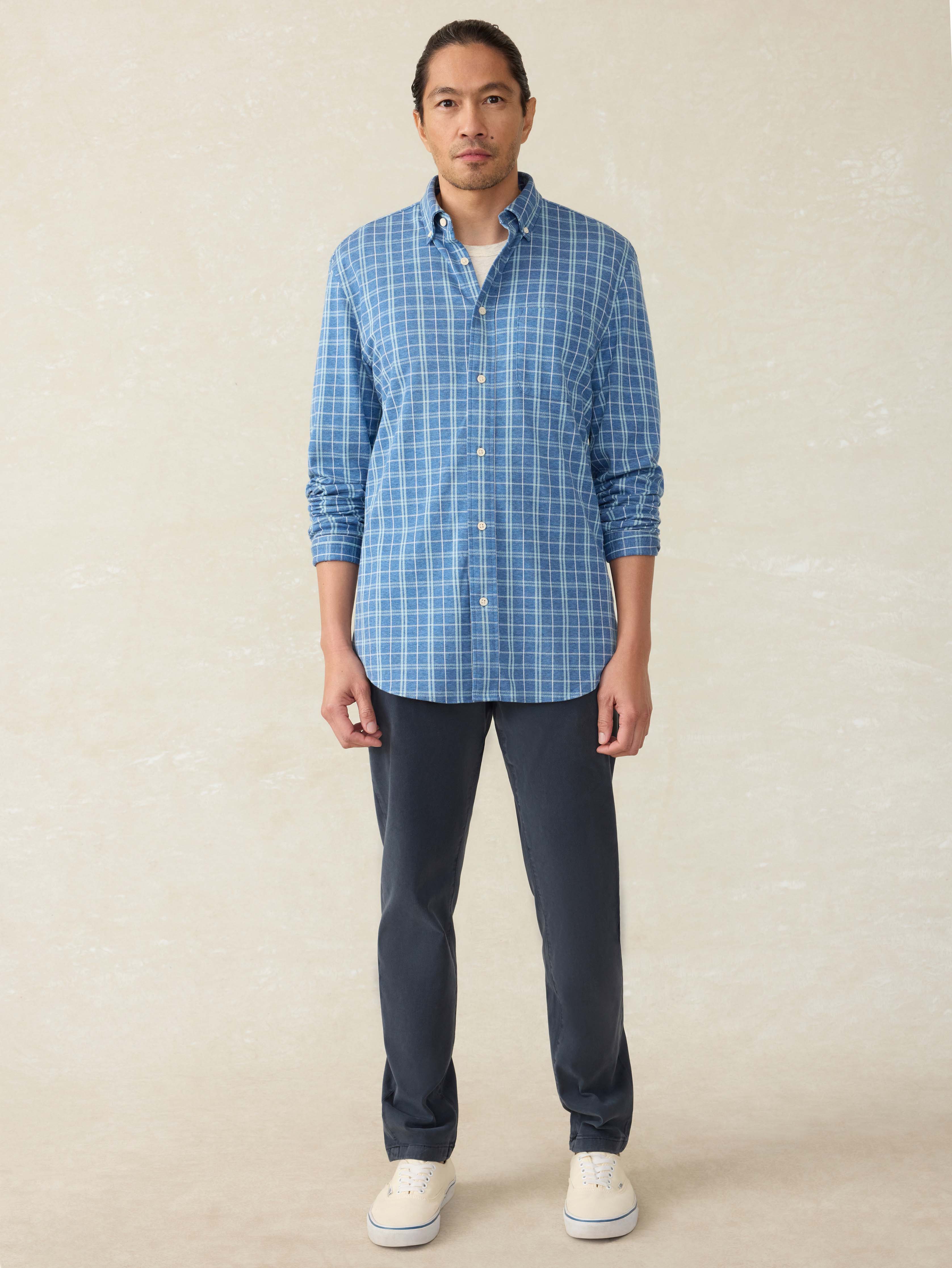 Coastline Knit Shirt - Ocean Sky Plaid | Faherty Brand