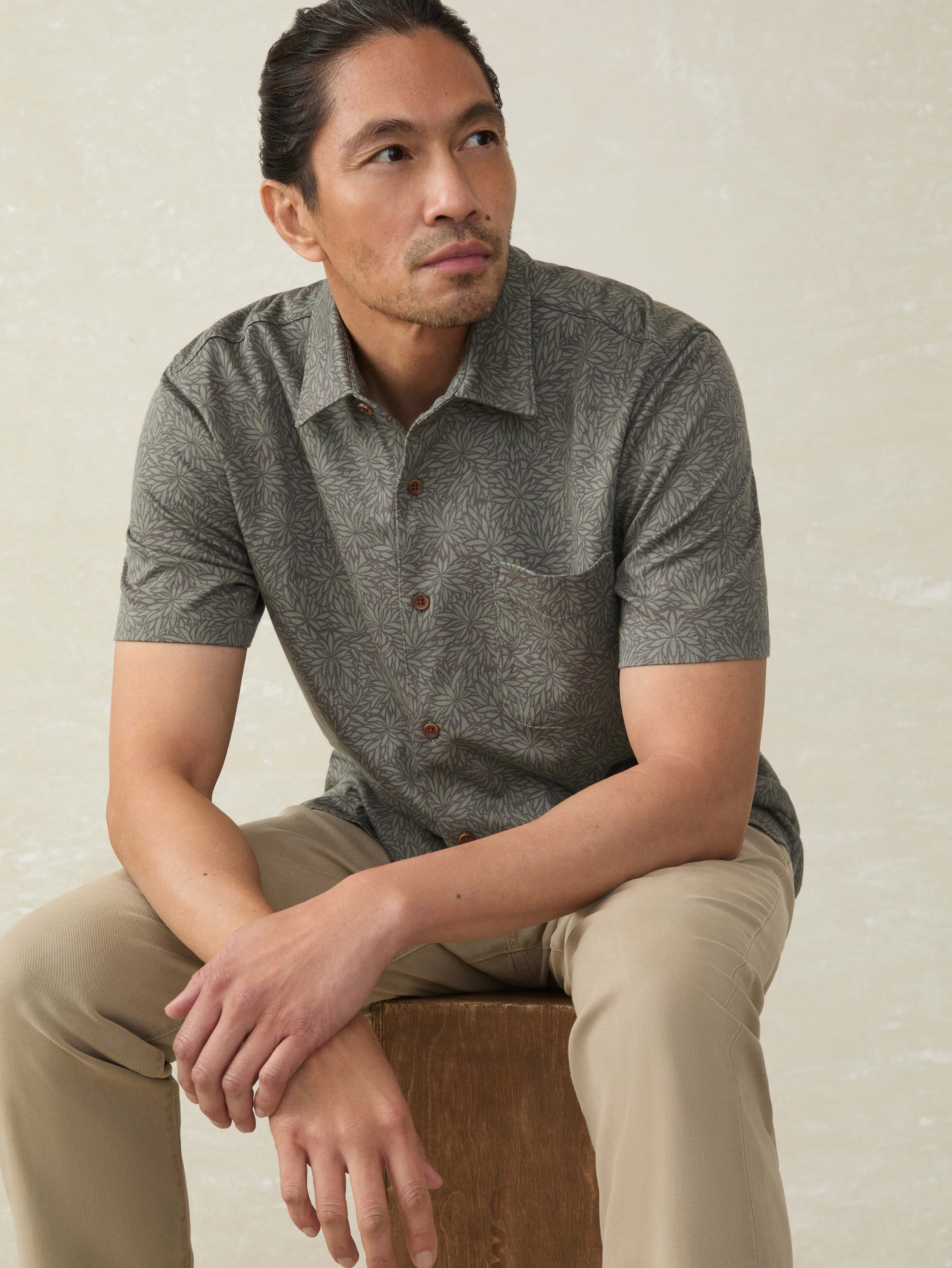 Short-Sleeve Hermosa Shirt - Olive Frond | Faherty Brand