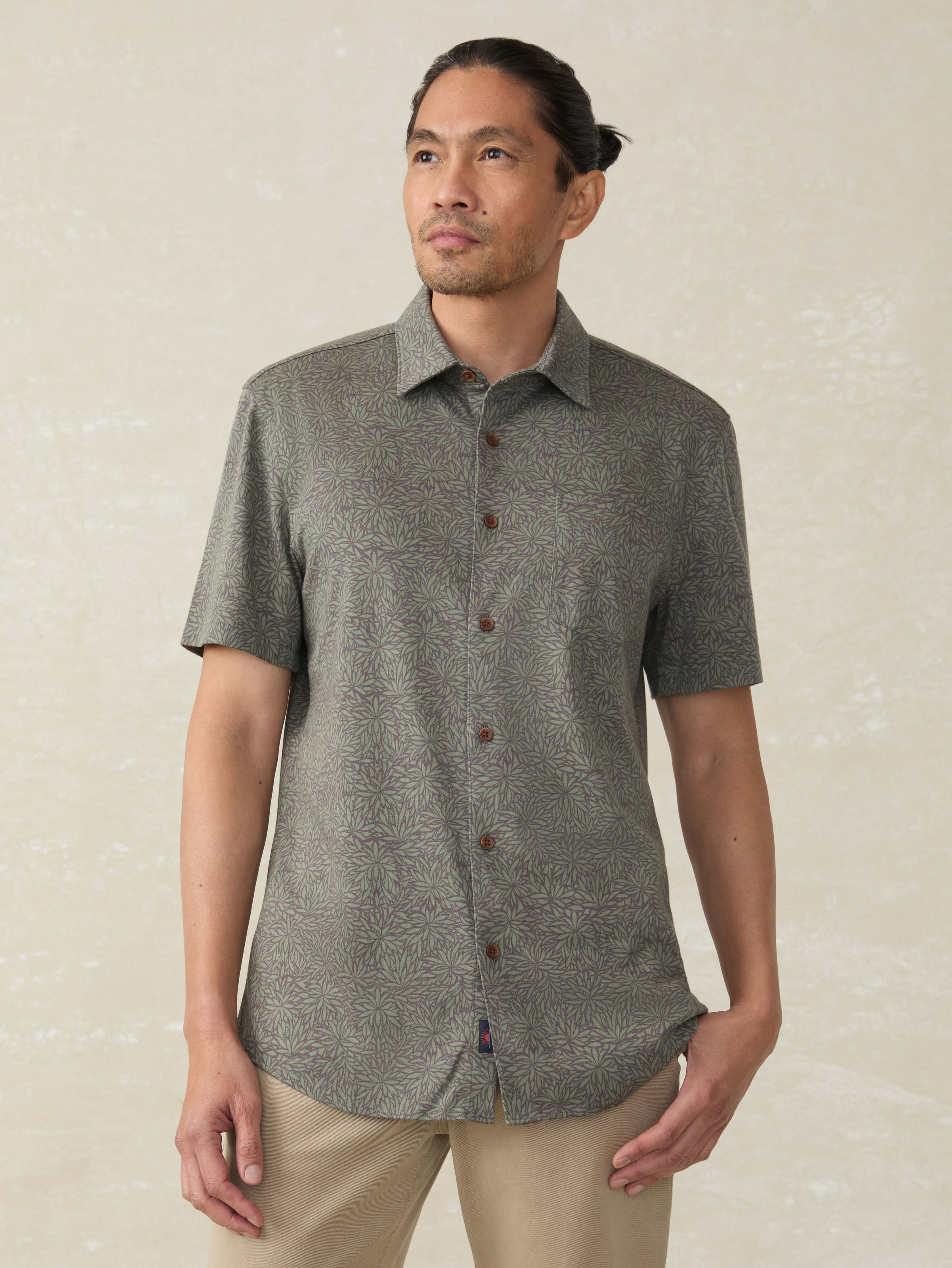 Short-Sleeve Hermosa Shirt - Olive Frond | Faherty Brand