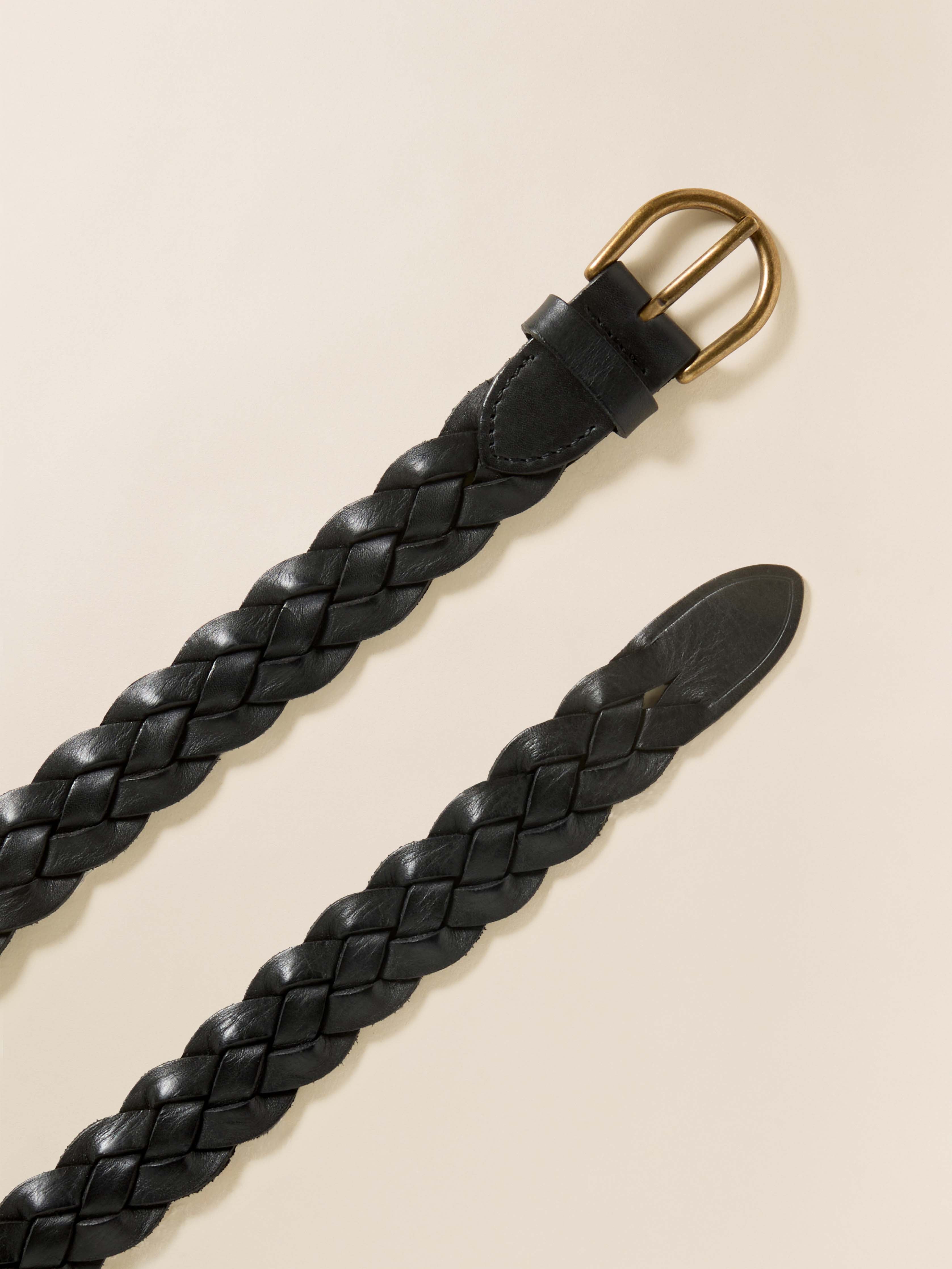 Downtown Braided Leather Belt - Black | Faherty Brand