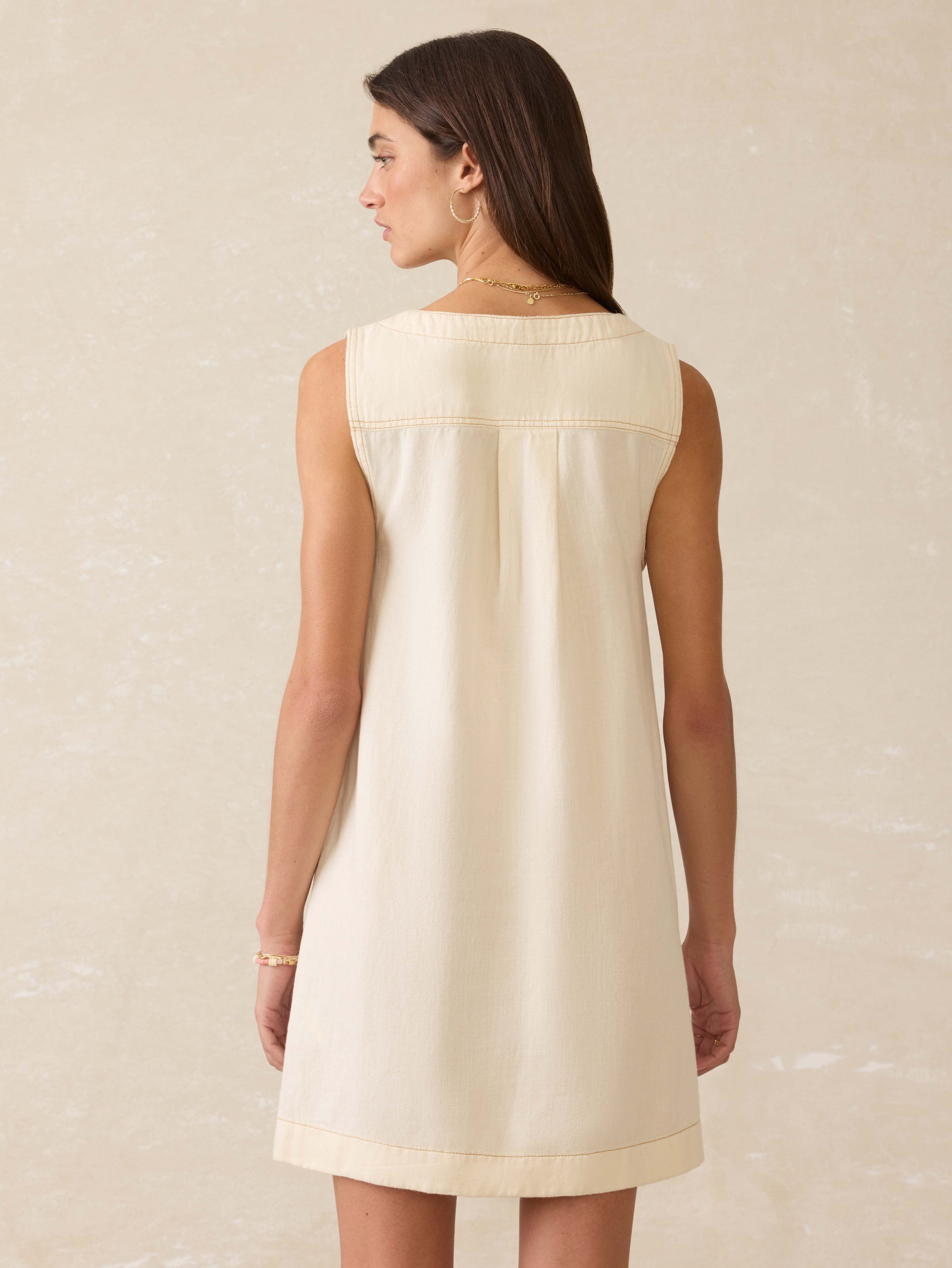 Linen Denim Malibu Mini Dress - Whitecliff Wash | Faherty Brand
