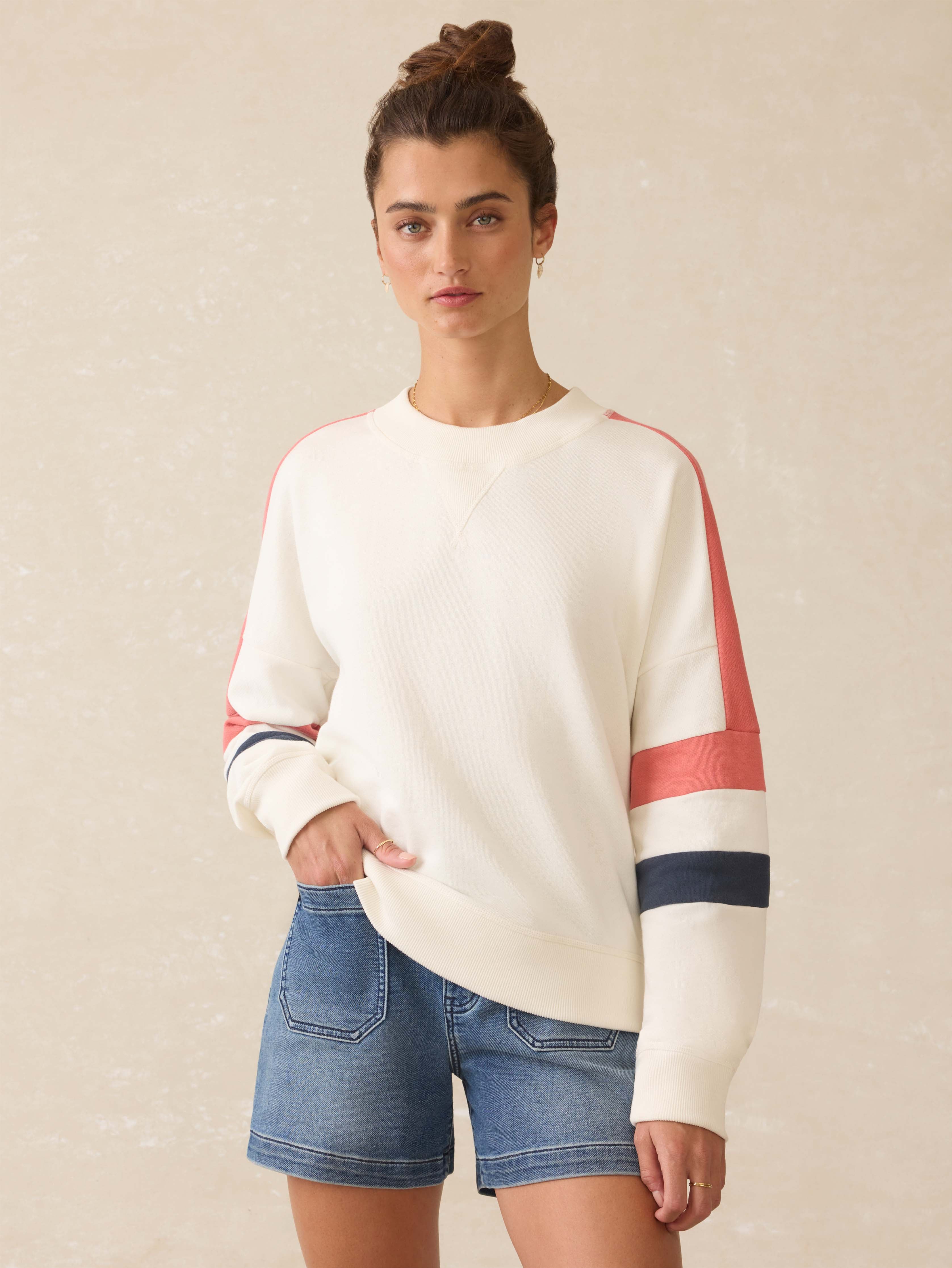 High Standard Fleece Varsity Crew - Rosewood Field | Faherty Brand