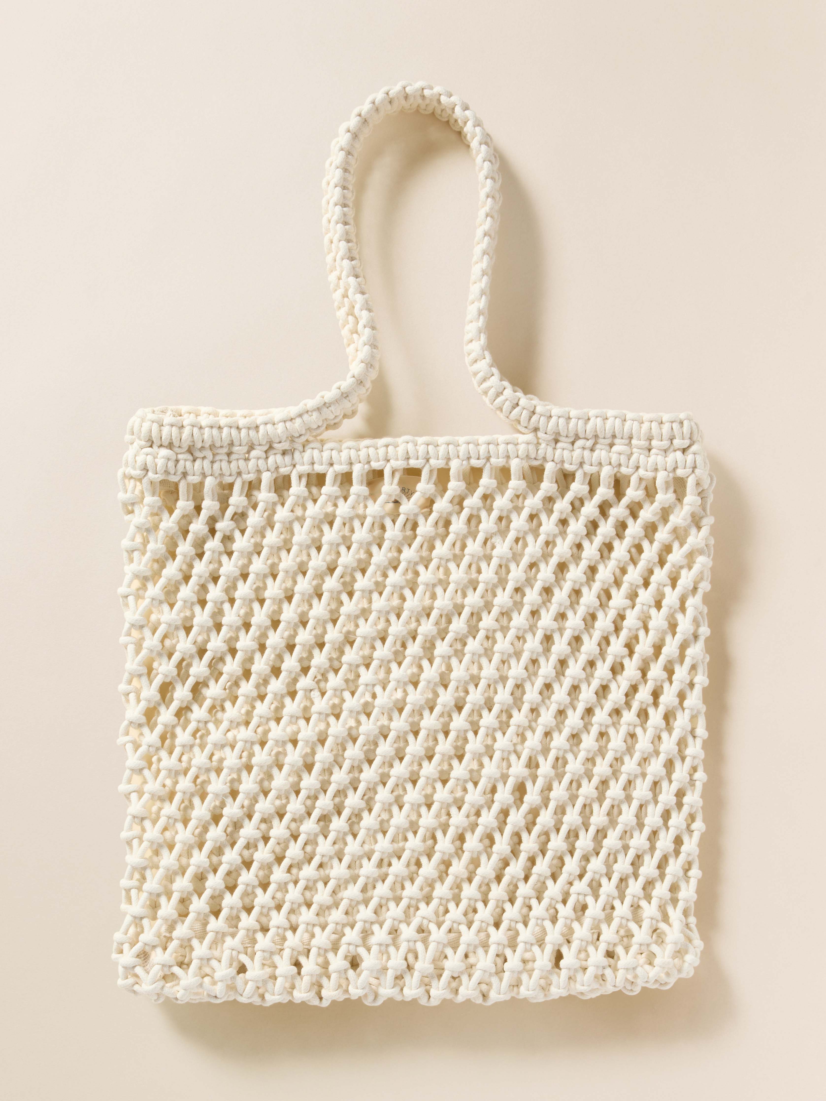 Sunwashed Macrame Tote - Cream