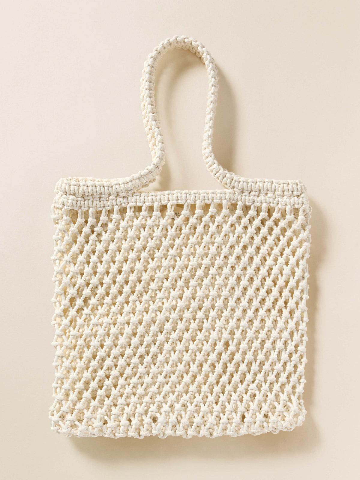 Sunwashed Macrame Tote - Cream, image 1 of 2