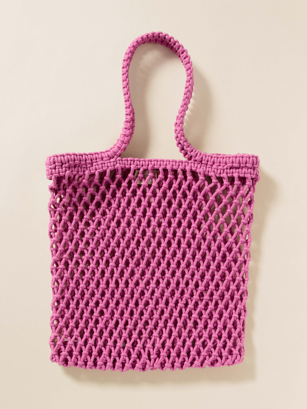 Sunwashed Macrame Tote - Ibis Rose, image 1 of 2