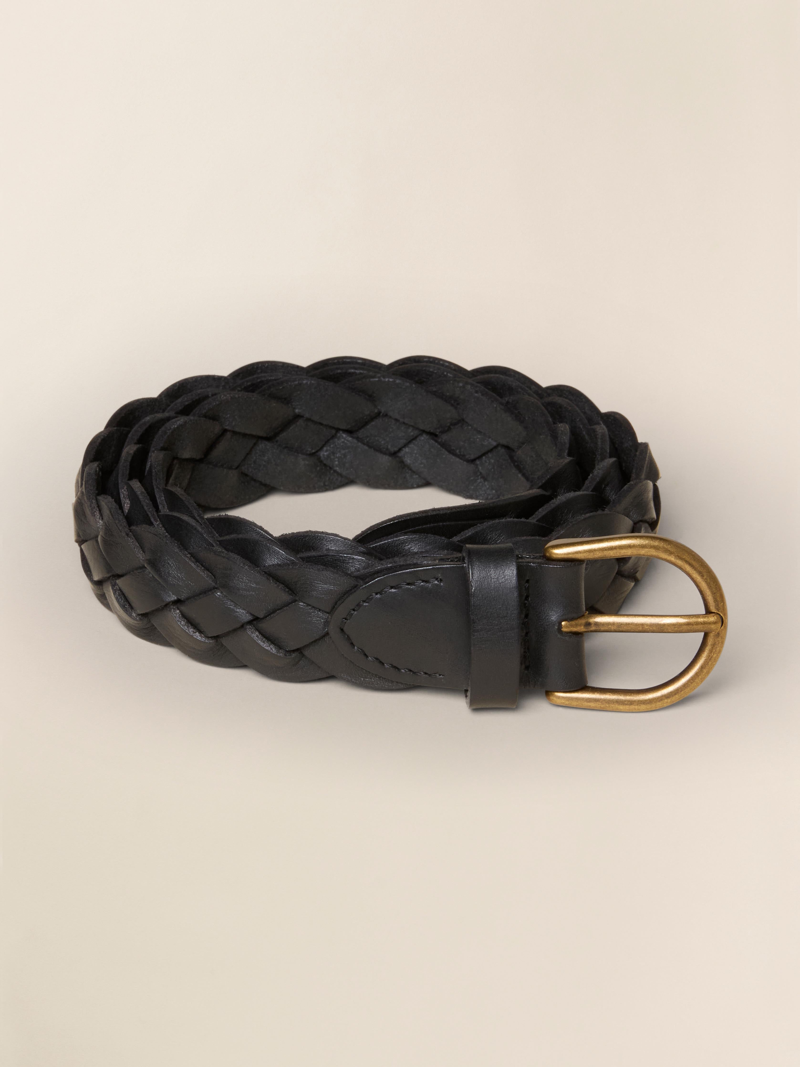 Downtown Braided Leather Belt - Black | Faherty Brand