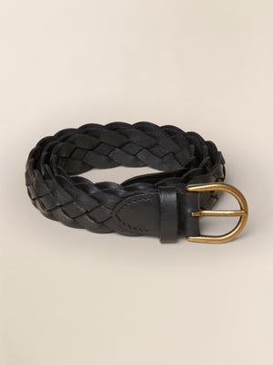 Downtown Braided Leather Belt - Black