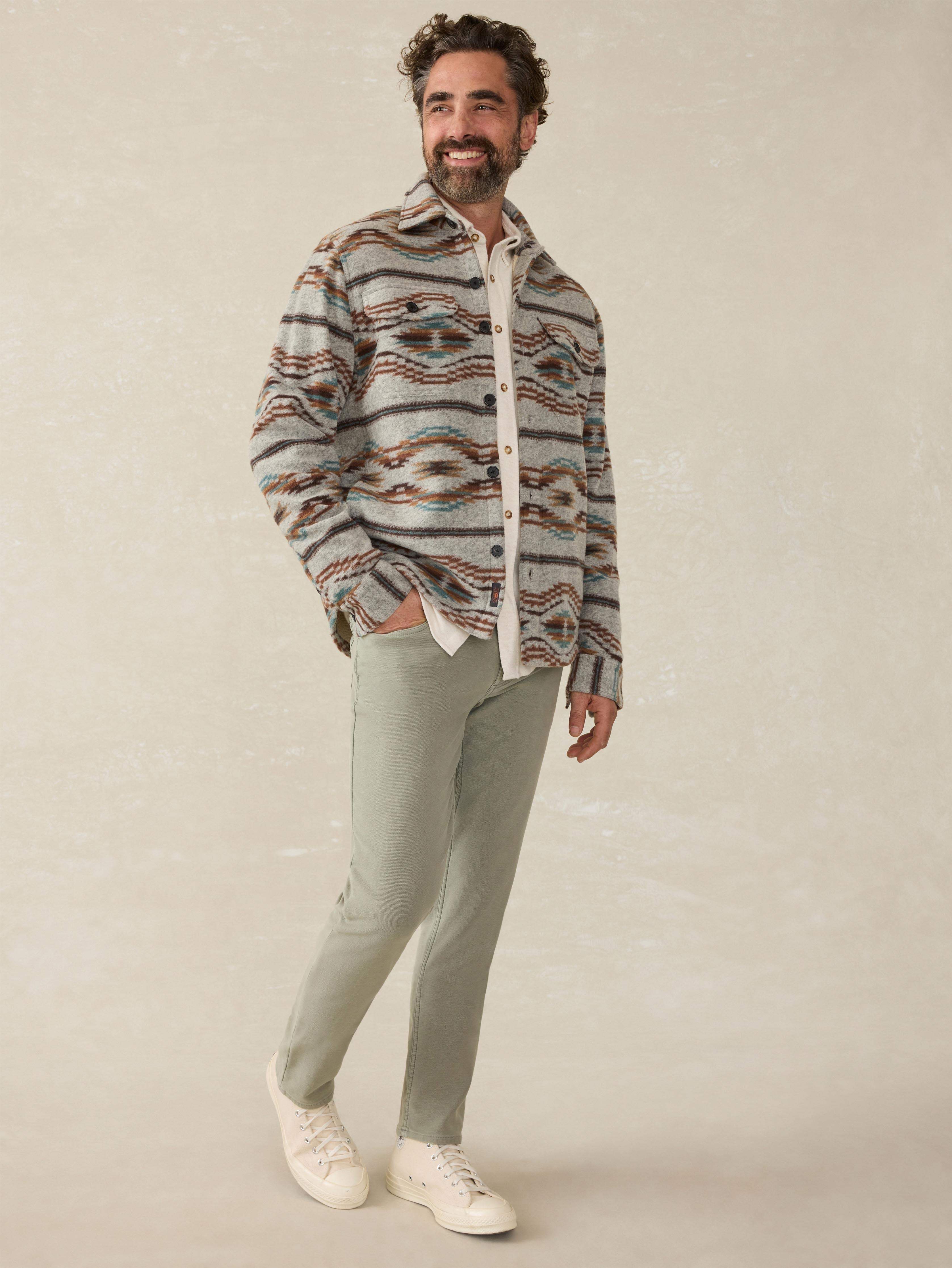 Stretch Terry 5-Pocket Athletic Fit Pant - Faded Olive | Faherty Brand