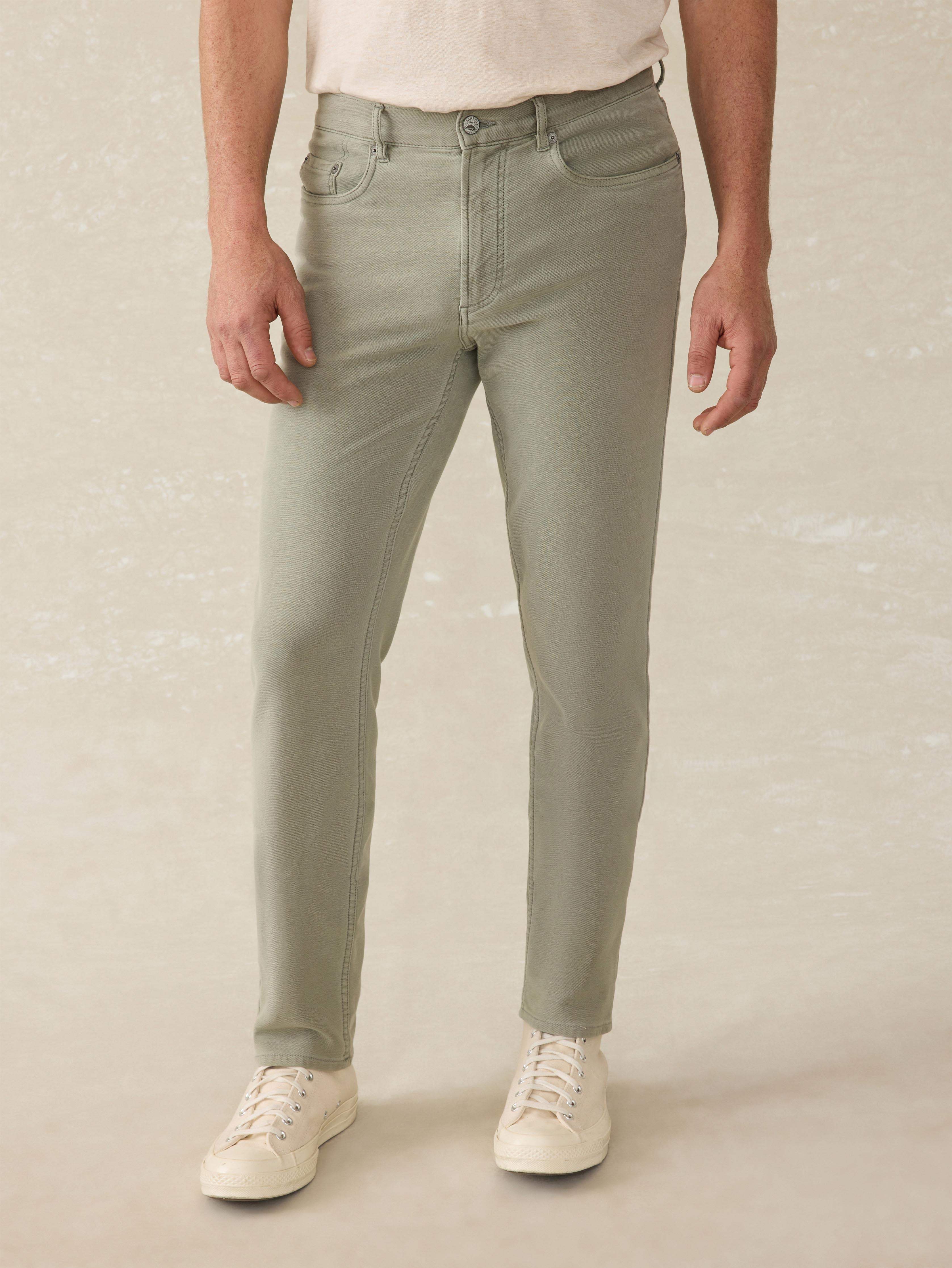 Stretch Terry 5-Pocket Athletic Fit Pant - Faded Olive | Faherty Brand