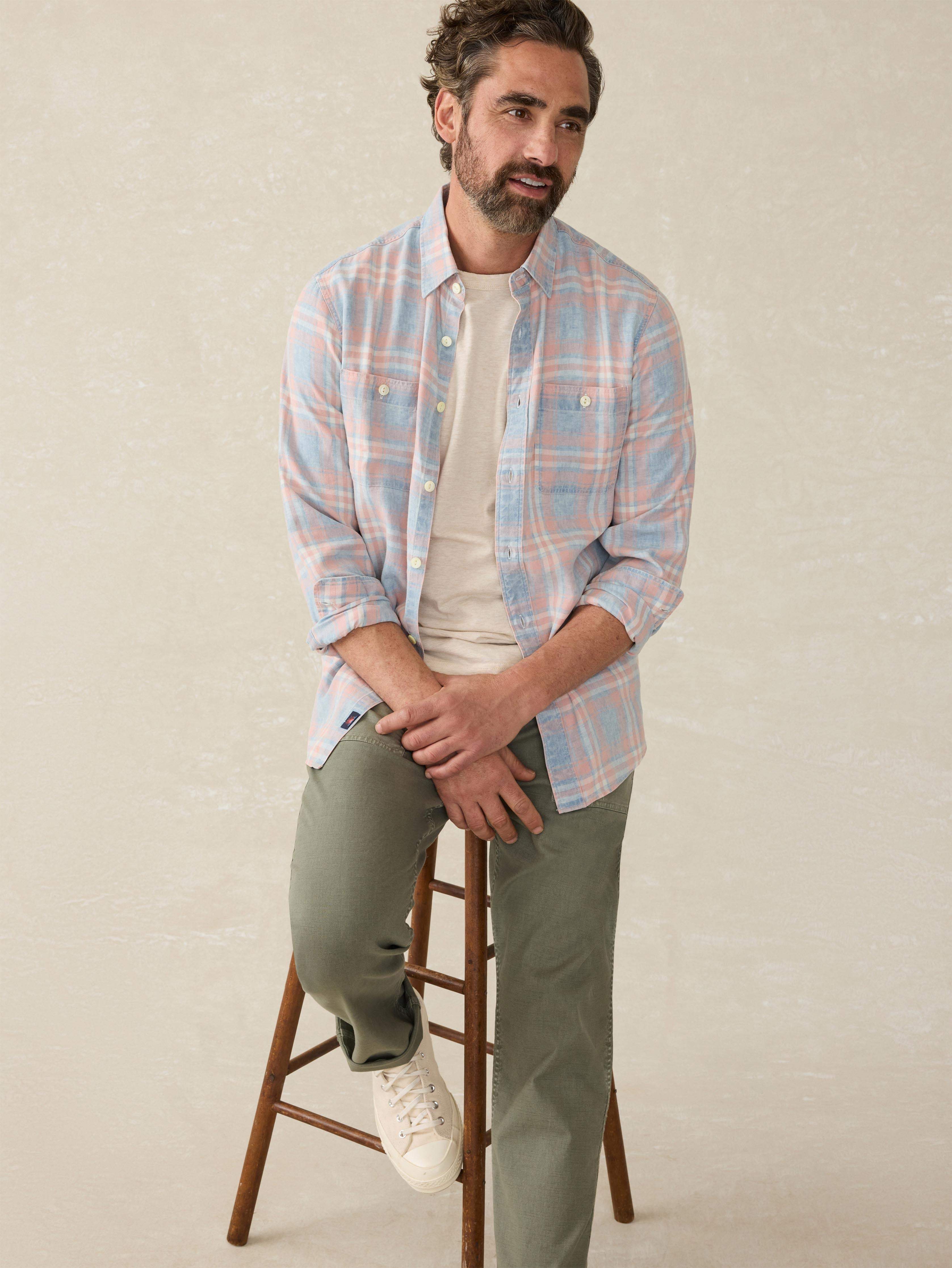 Tried & True Chambray Workshirt - Coral Bay Plaid | Faherty Brand